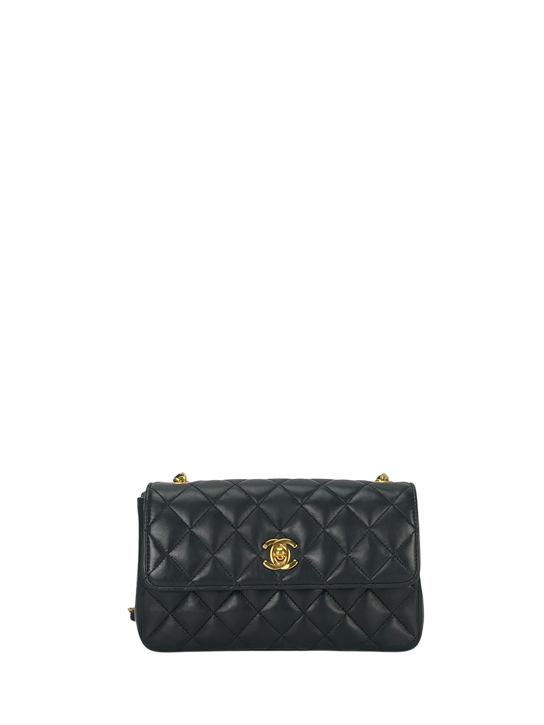 CHANEL - Mini Black Lambskin Extra Rectangular Gold Hardware