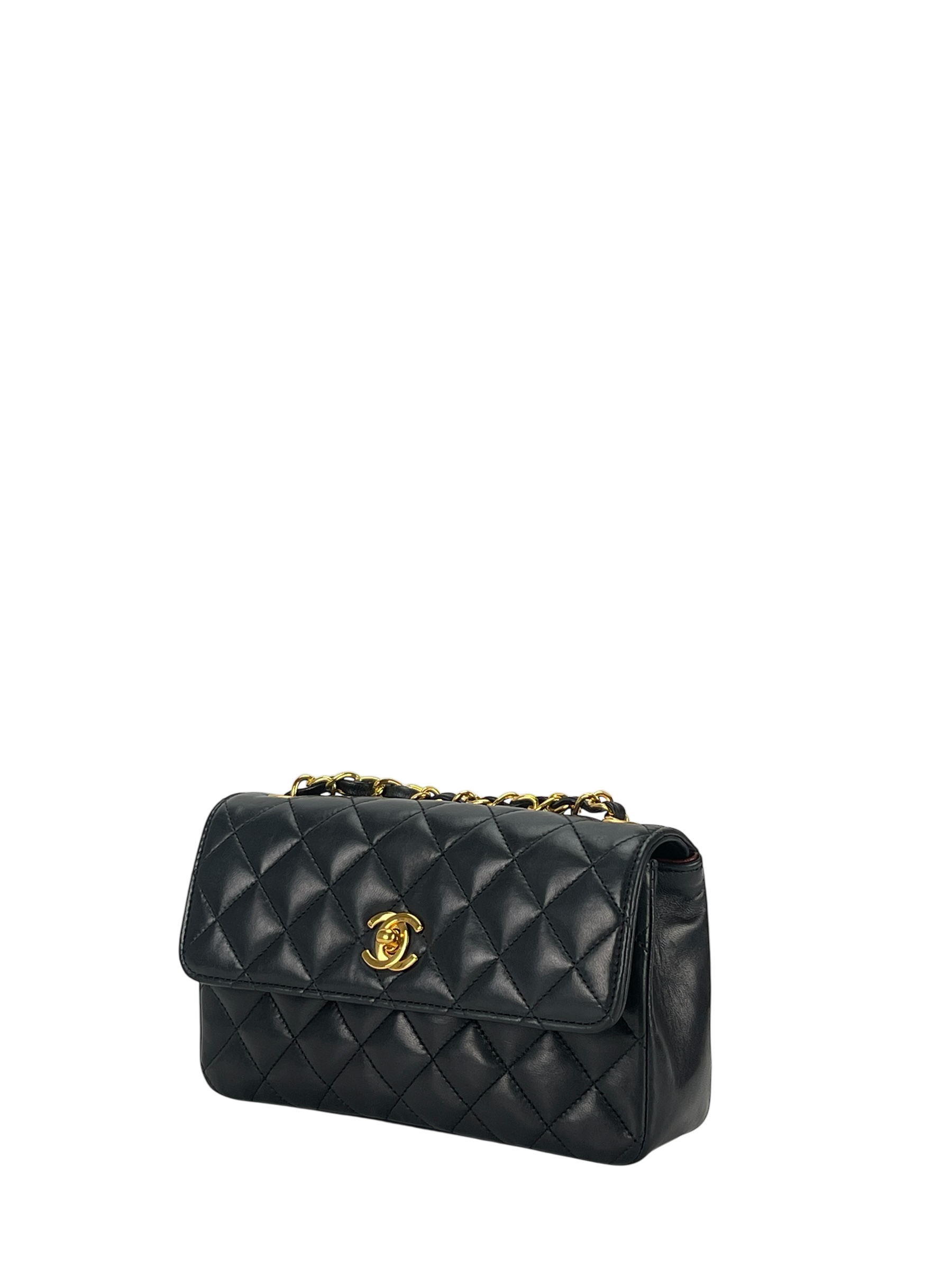 CHANEL - Mini Black Lambskin Extra Rectangular Gold Hardware