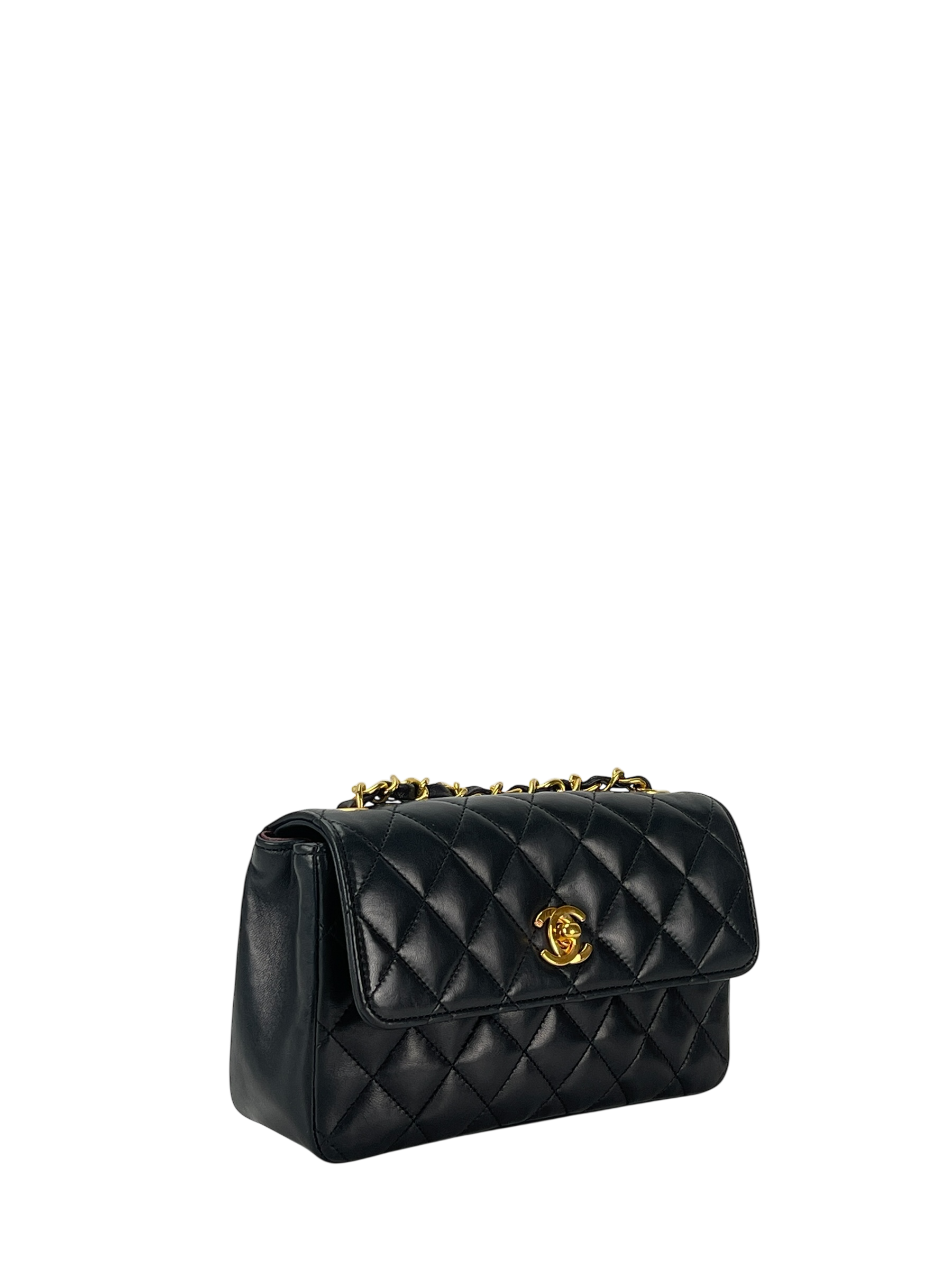 CHANEL - Mini Black Lambskin Extra Rectangular Gold Hardware