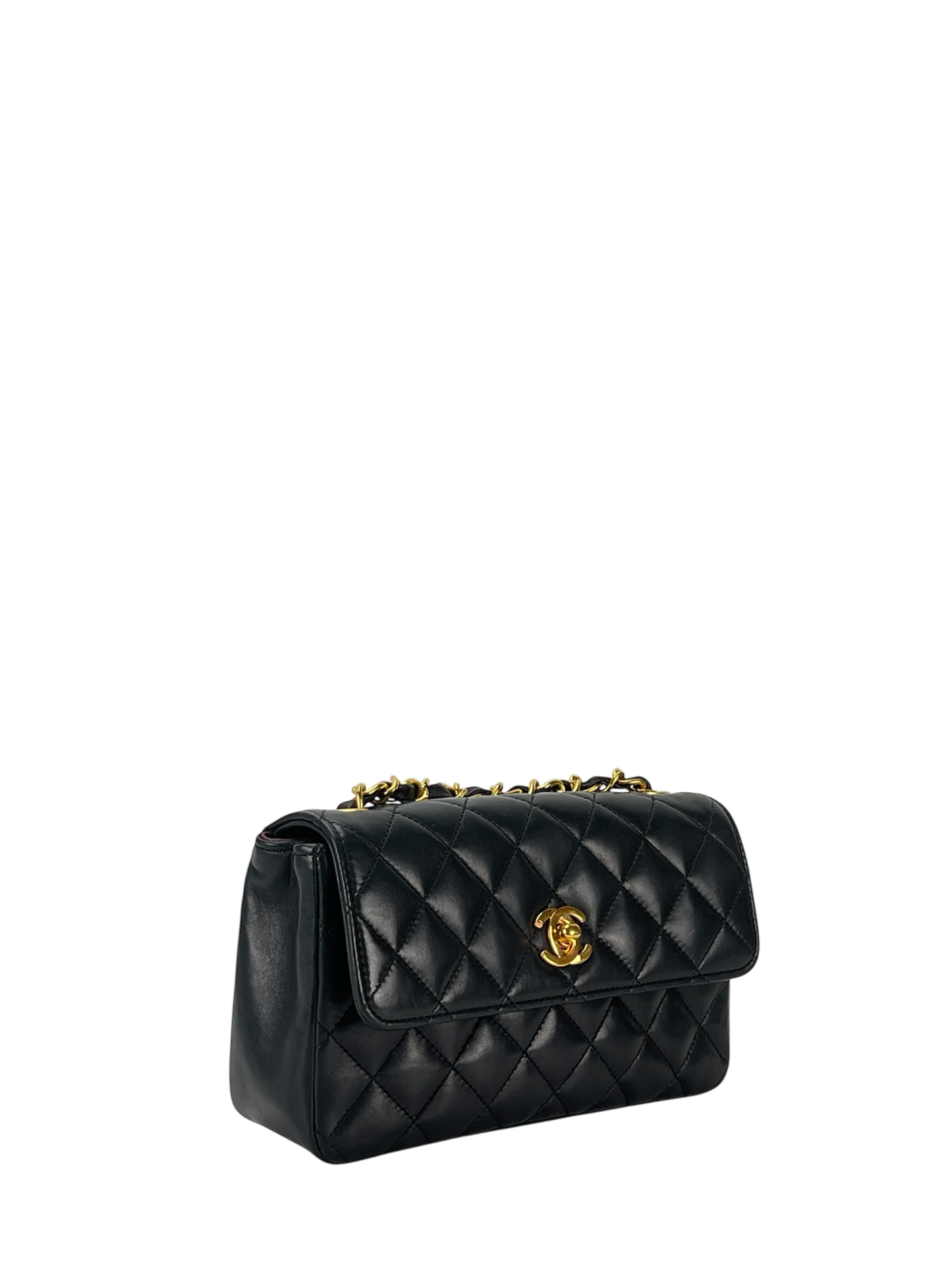 CHANEL - Mini Black Lambskin Extra Rectangular Gold Hardware