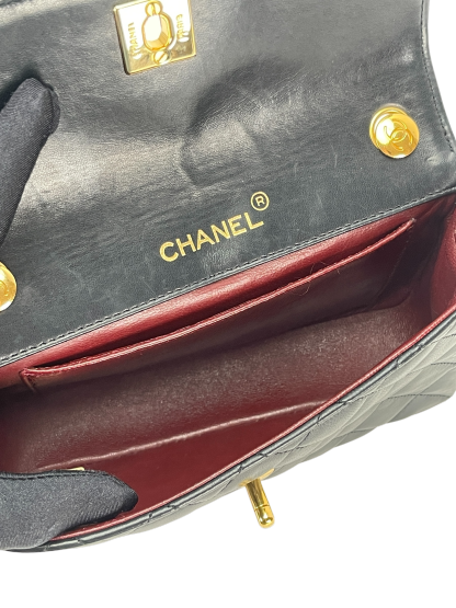 CHANEL - Mini Black Lambskin Extra Rectangular Gold Hardware