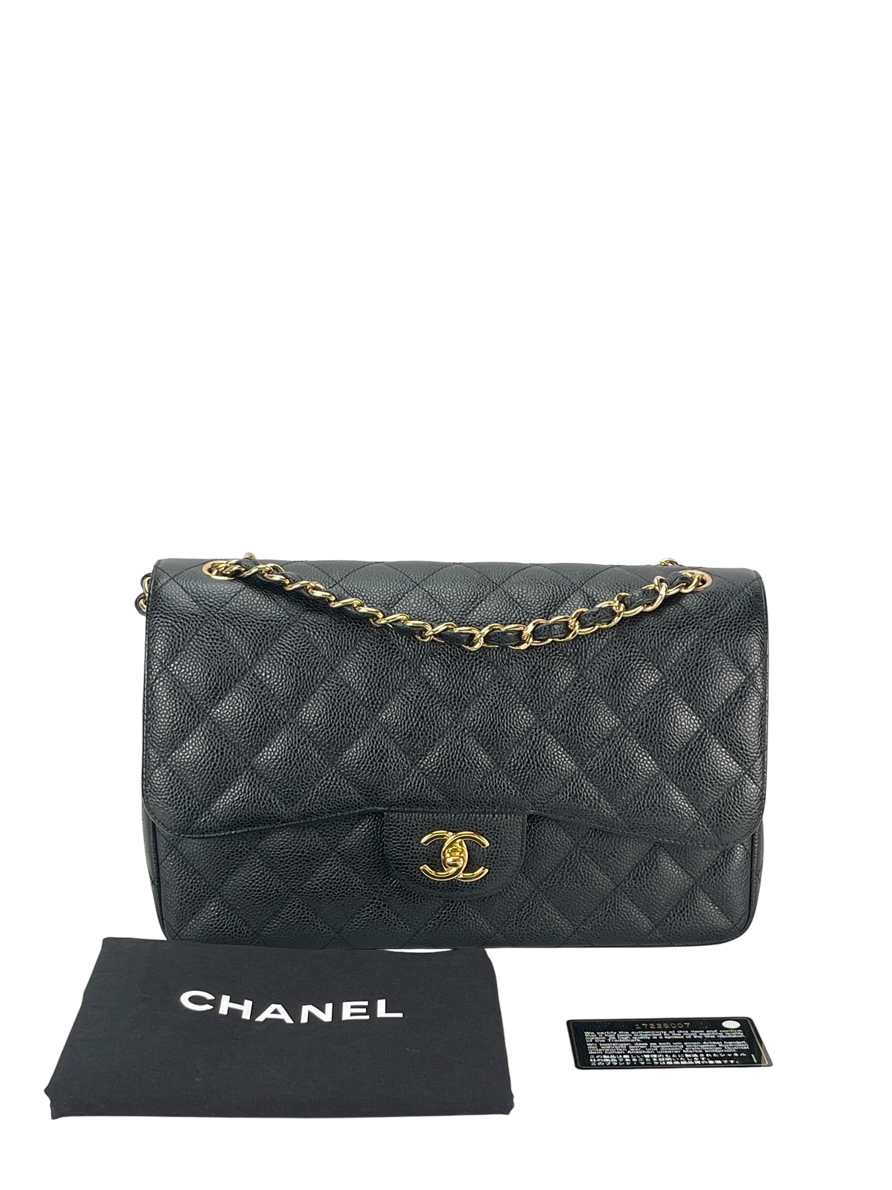 CHANEL - Black Caviar Jumbo Flap Bag 30