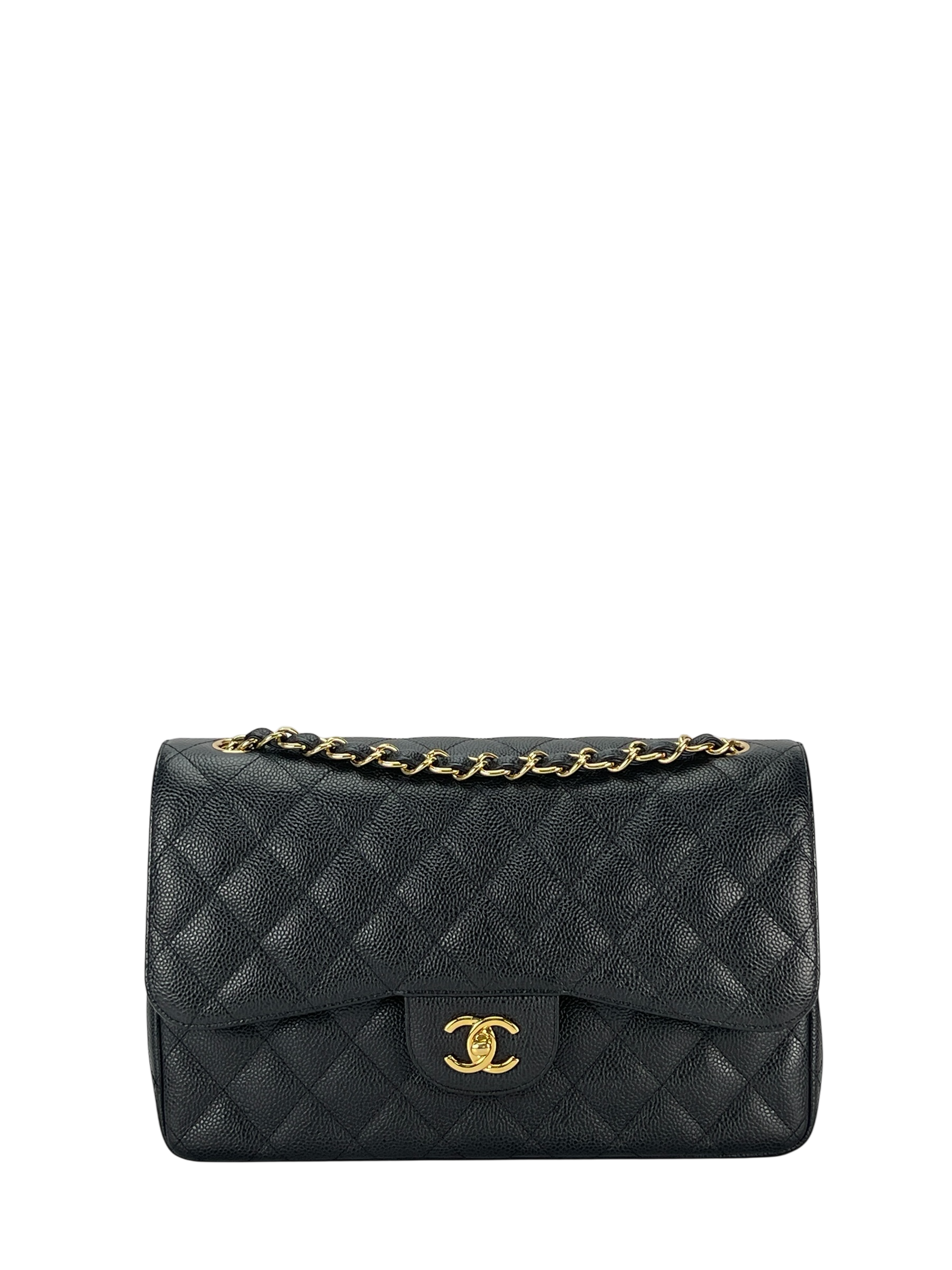 CHANEL - Black Caviar Jumbo Flap Bag 30