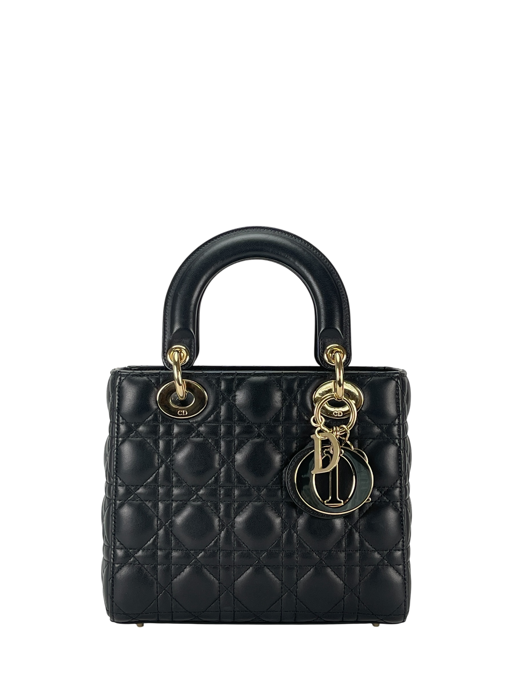 CHRISTIAN DIOR - Lady Dior 2Way Hand Bag Gold Hardware