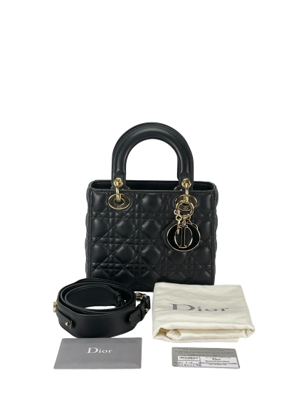 CHRISTIAN DIOR - Lady Dior 2Way Hand Bag Gold Hardware