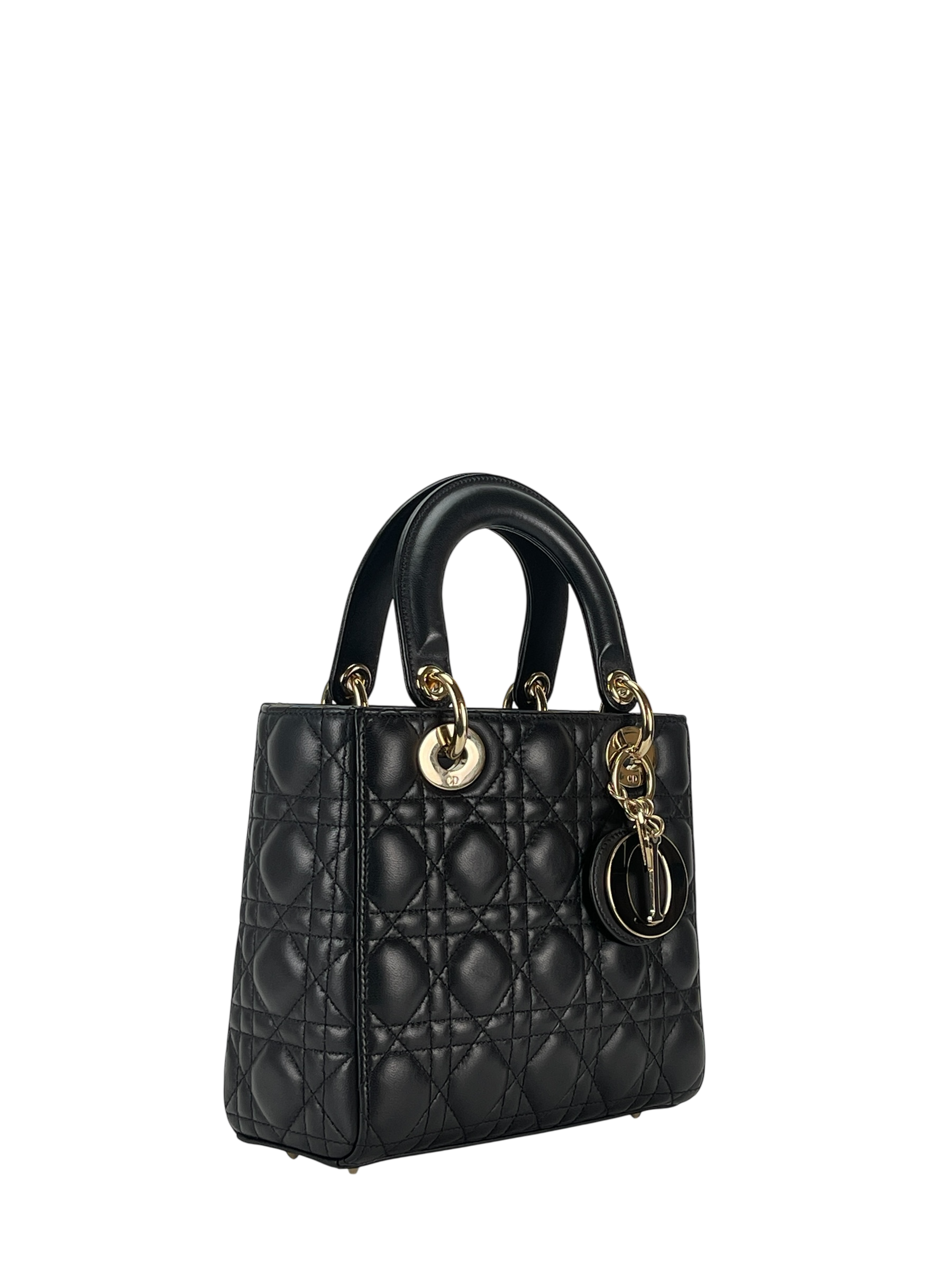 CHRISTIAN DIOR - Lady Dior 2Way Hand Bag Gold Hardware