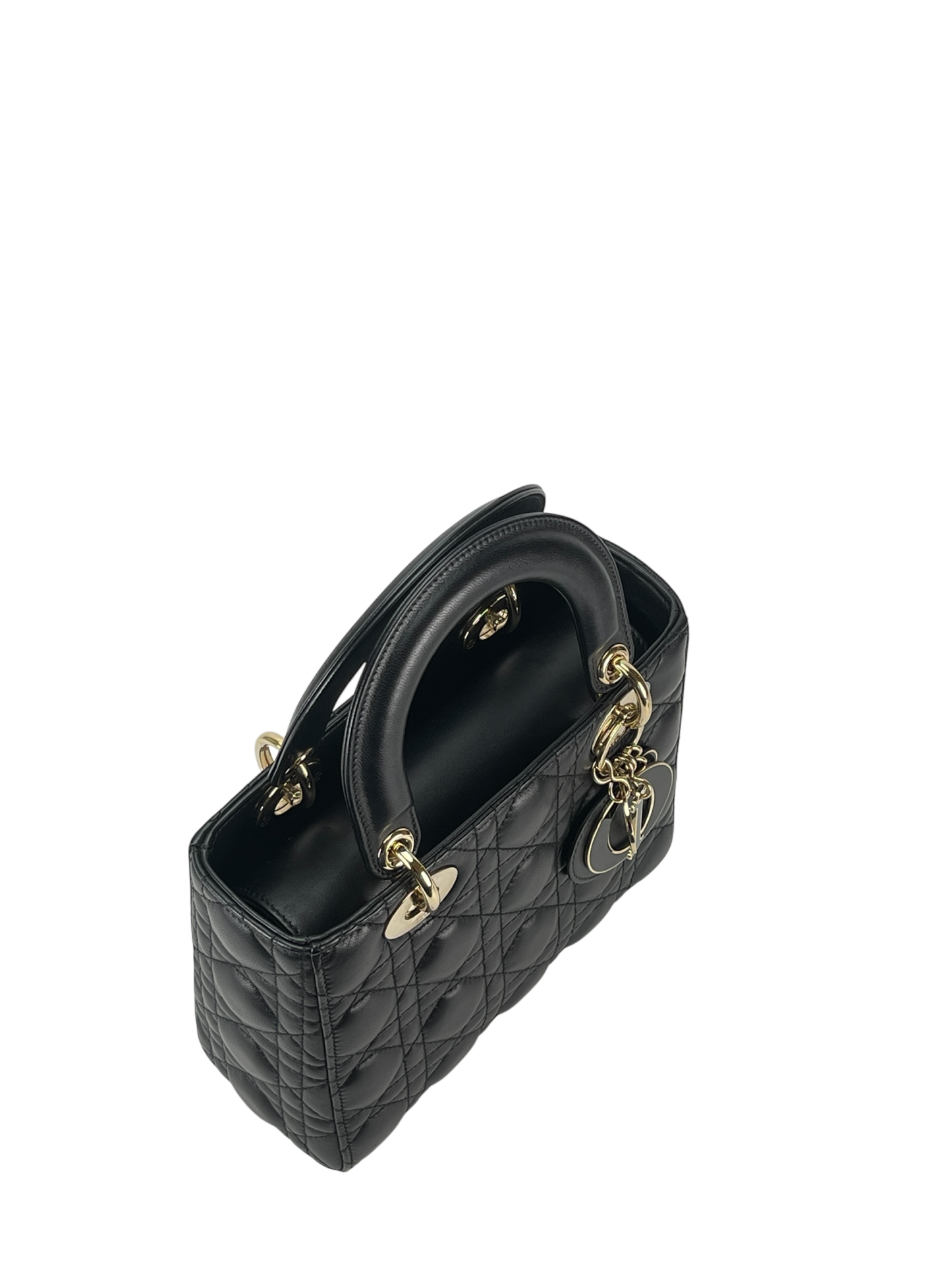 CHRISTIAN DIOR - Lady Dior 2Way Hand Bag Gold Hardware