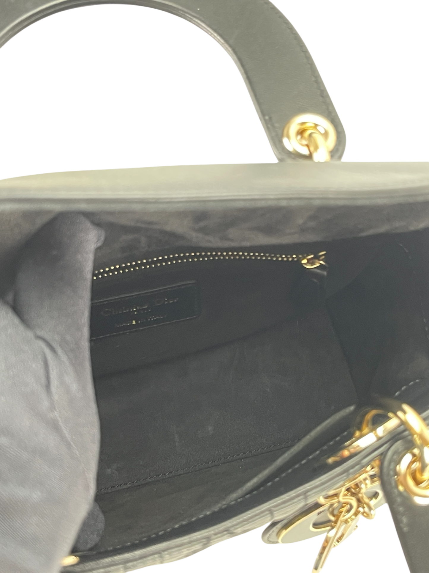 CHRISTIAN DIOR - Lady Dior 2Way Hand Bag Gold Hardware