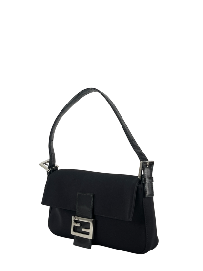 FENDI - Small Black Mamma Baguette Cotton Bag