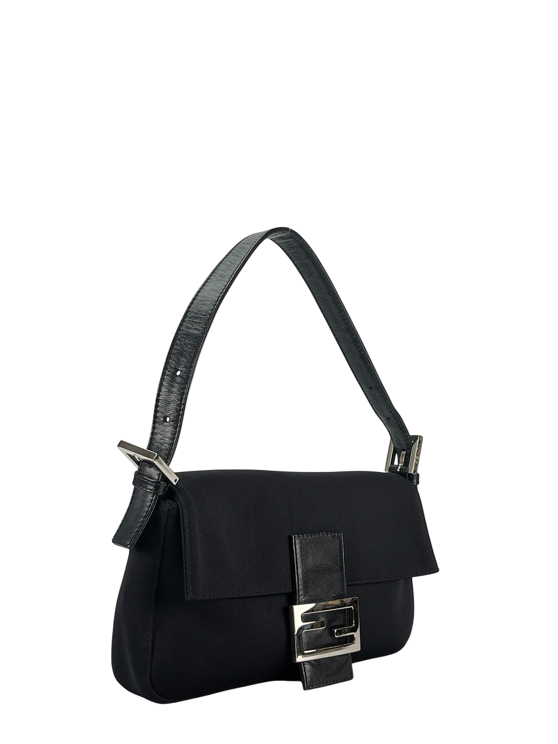 FENDI - Small Black Mamma Baguette Cotton Bag
