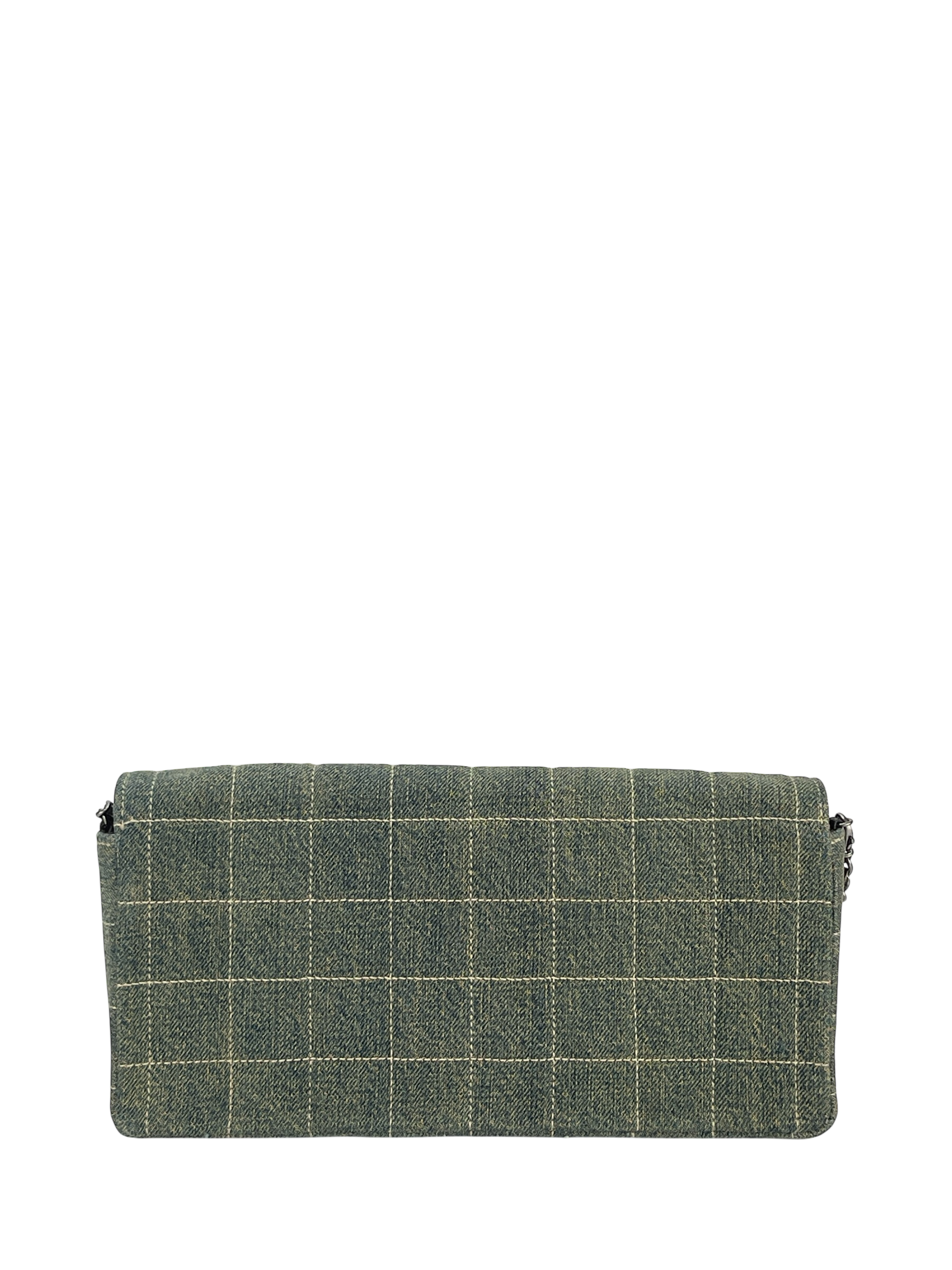 CHANEL - Blue Denim Chocolate Bar Quilted East West Flap