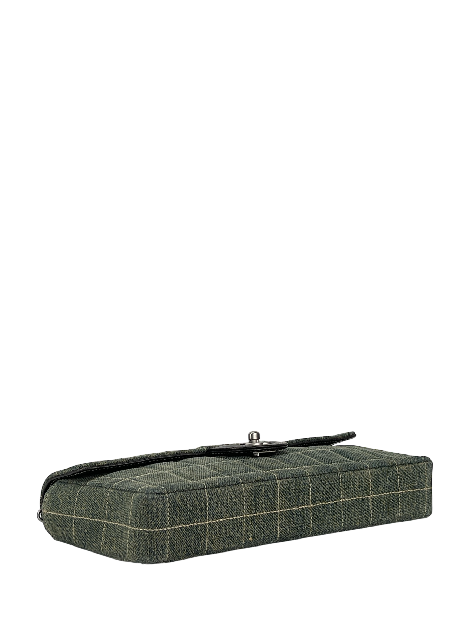 CHANEL - Blue Denim Chocolate Bar Quilted East West Flap