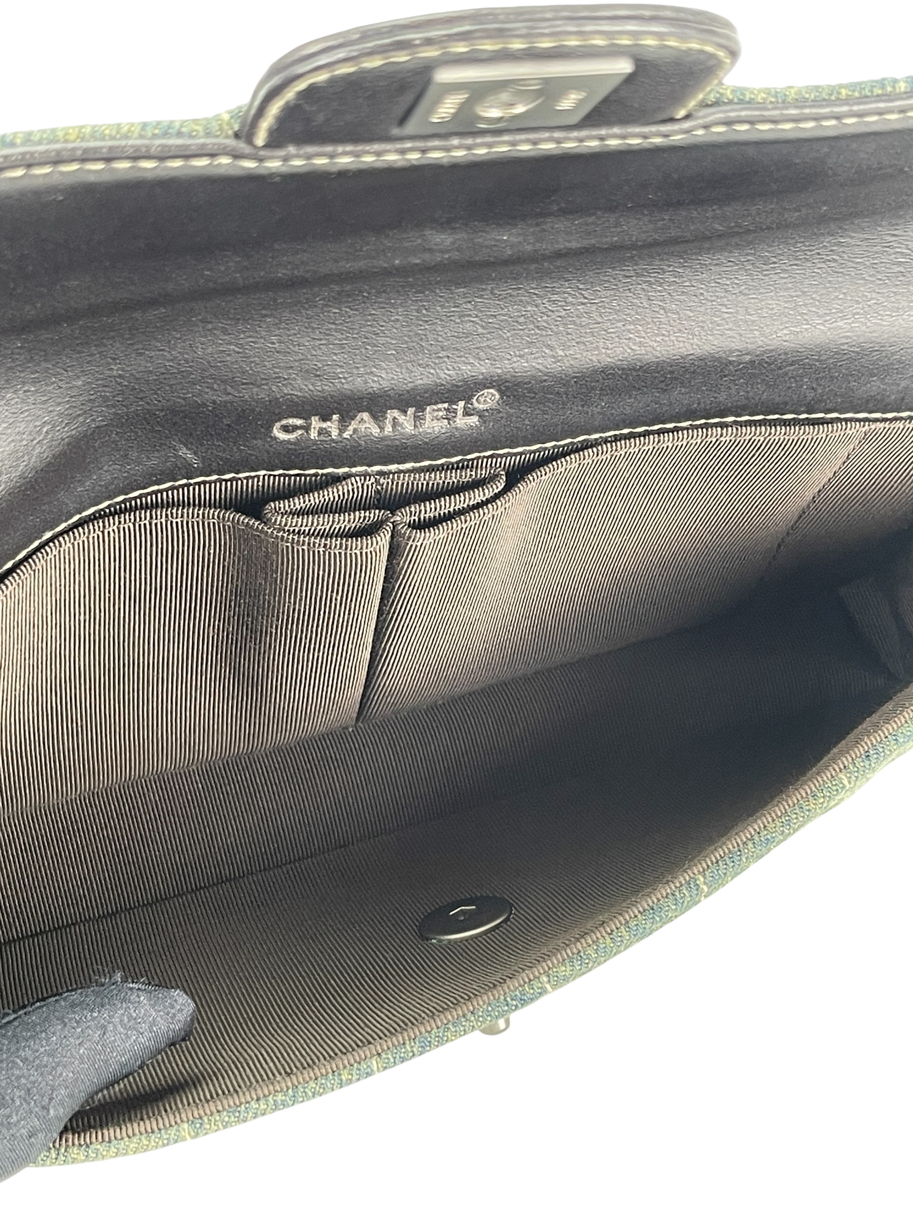CHANEL - Blue Denim Chocolate Bar Quilted East West Flap