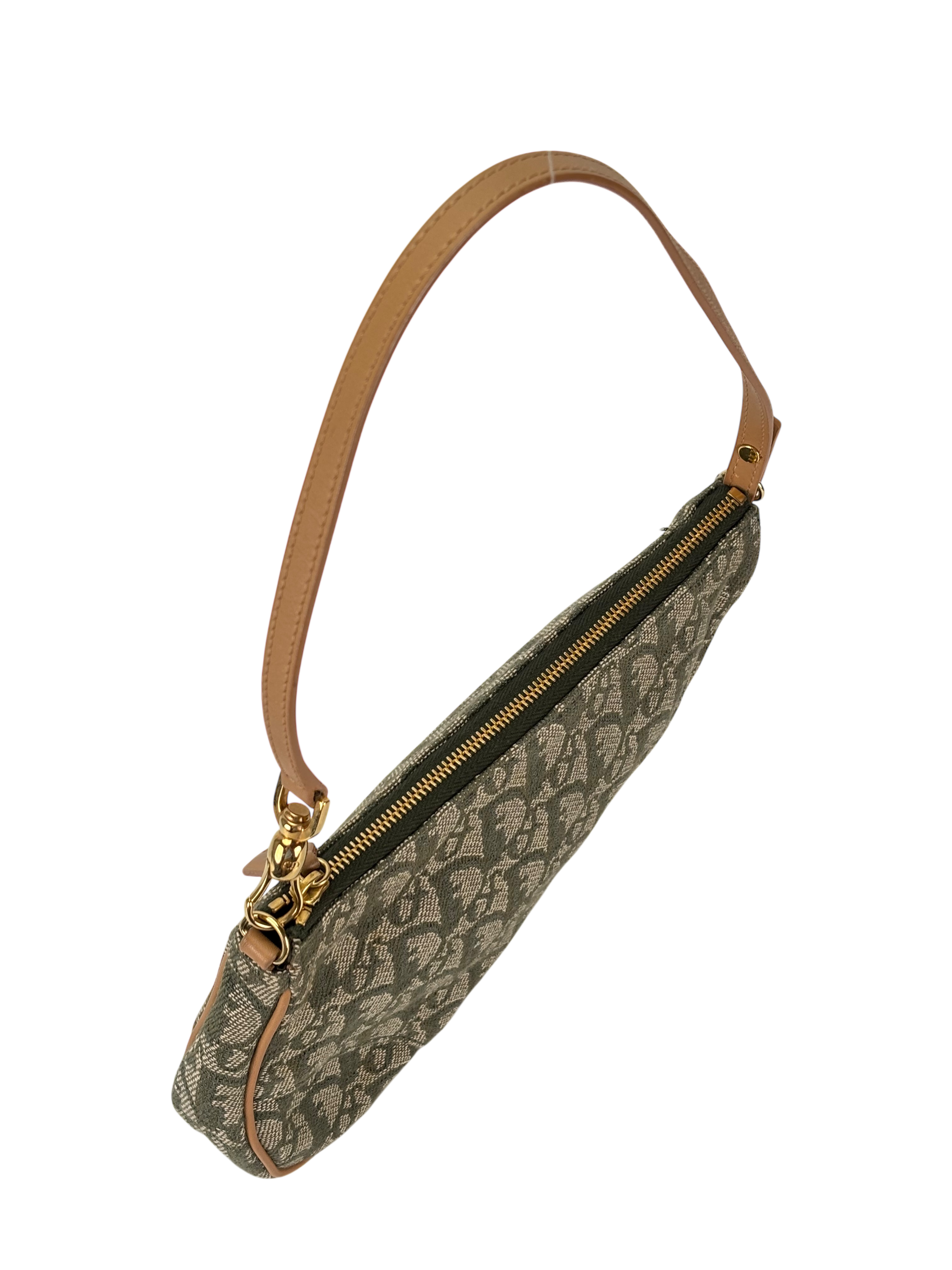 CHRISTIAN DIOR - Saddle Pochette Green Oblique Jacquard