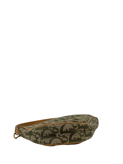 CHRISTIAN DIOR - Saddle Pochette Green Oblique Jacquard