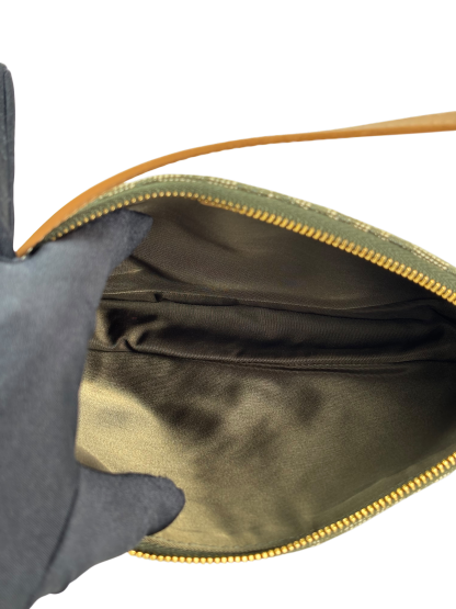 CHRISTIAN DIOR - Saddle Pochette Green Oblique Jacquard