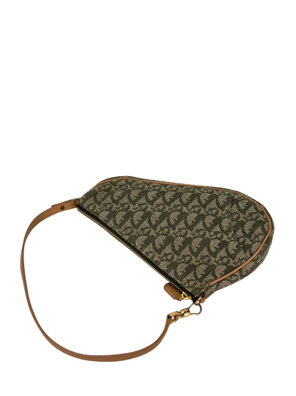 CHRISTIAN DIOR - Saddle Pochette Green Oblique Jacquard