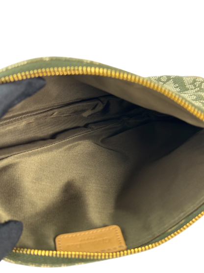CHRISTIAN DIOR - Saddle Pochette Green Oblique Jacquard