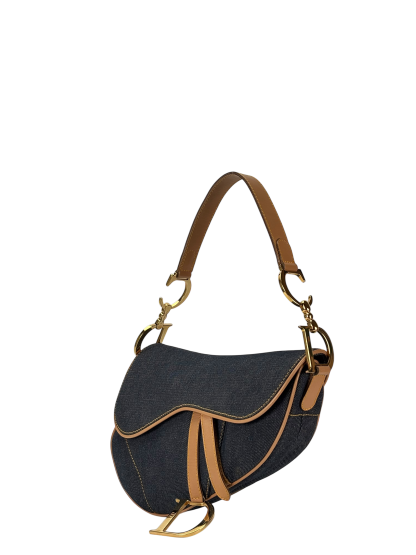 CHRISTIAN DIOR - 2001 Blue Denim Saddle Handbag