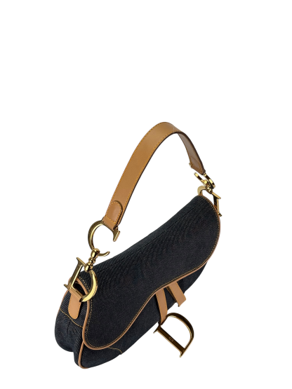 CHRISTIAN DIOR - 2001 Blue Denim Saddle Handbag