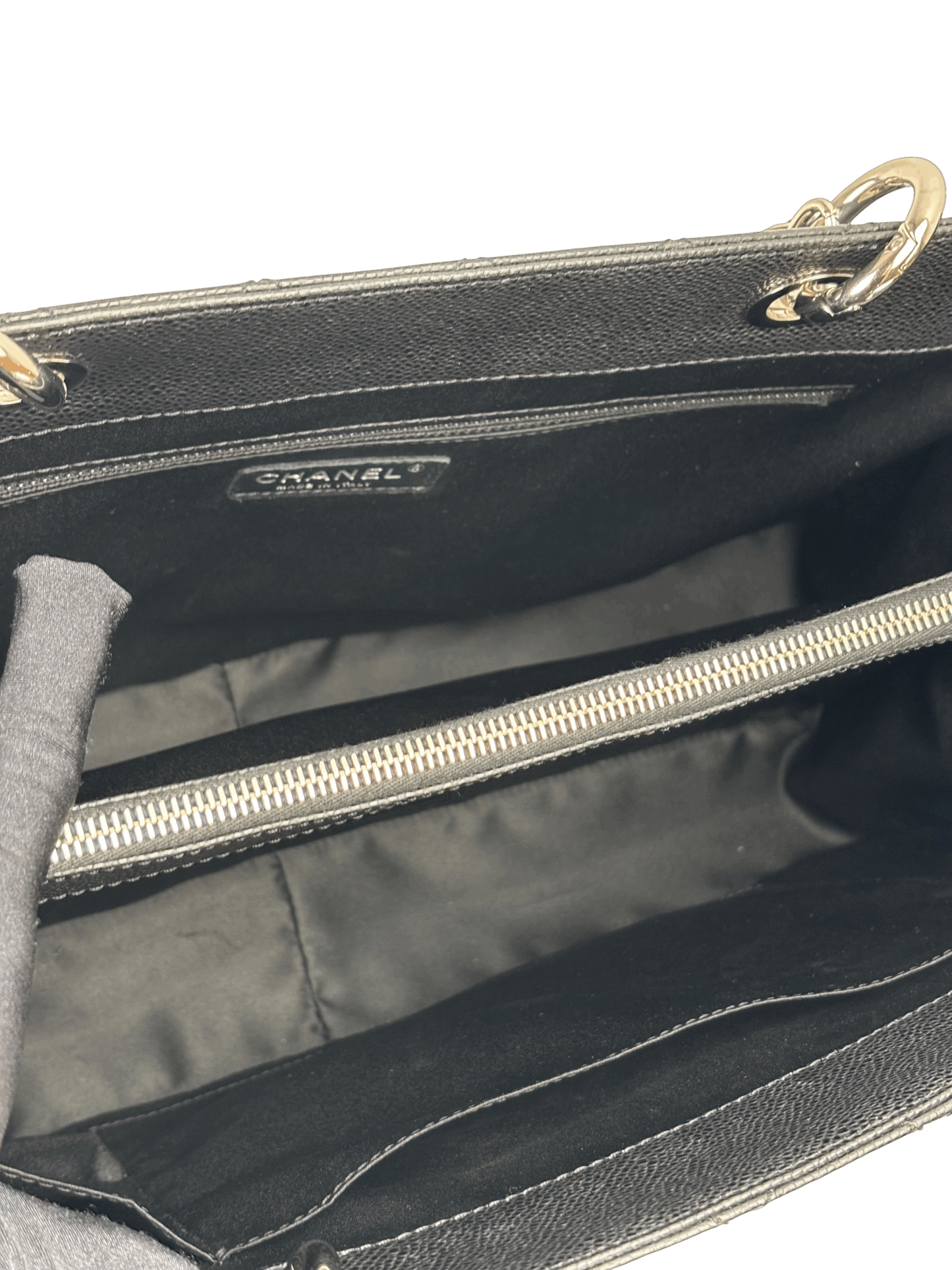 CHANEL - Black Caviar XL Quilted Grand Shopping Tote GST Palladium Hardware