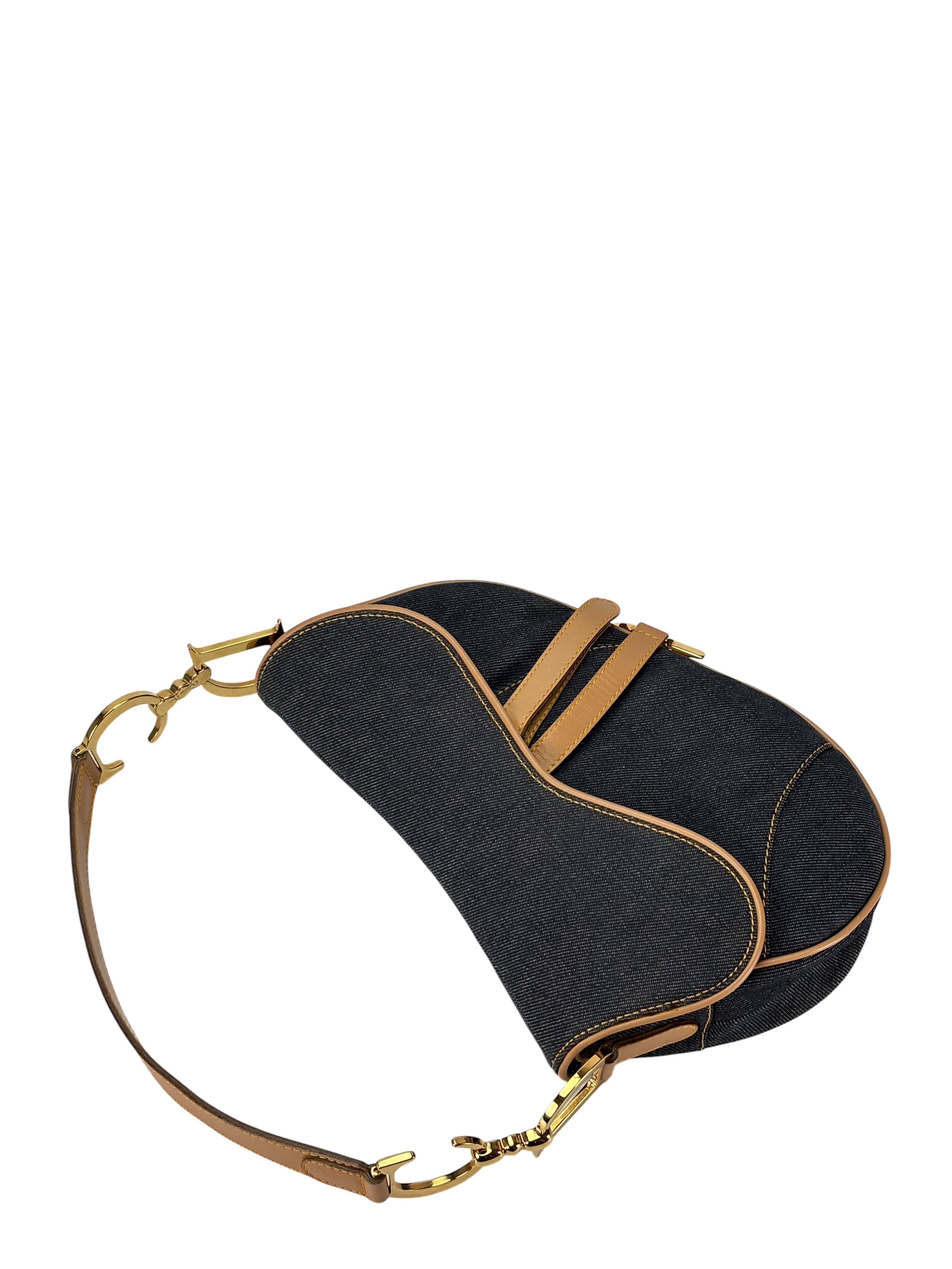 CHRISTIAN DIOR - 2001 Blue Denim Saddle Handbag