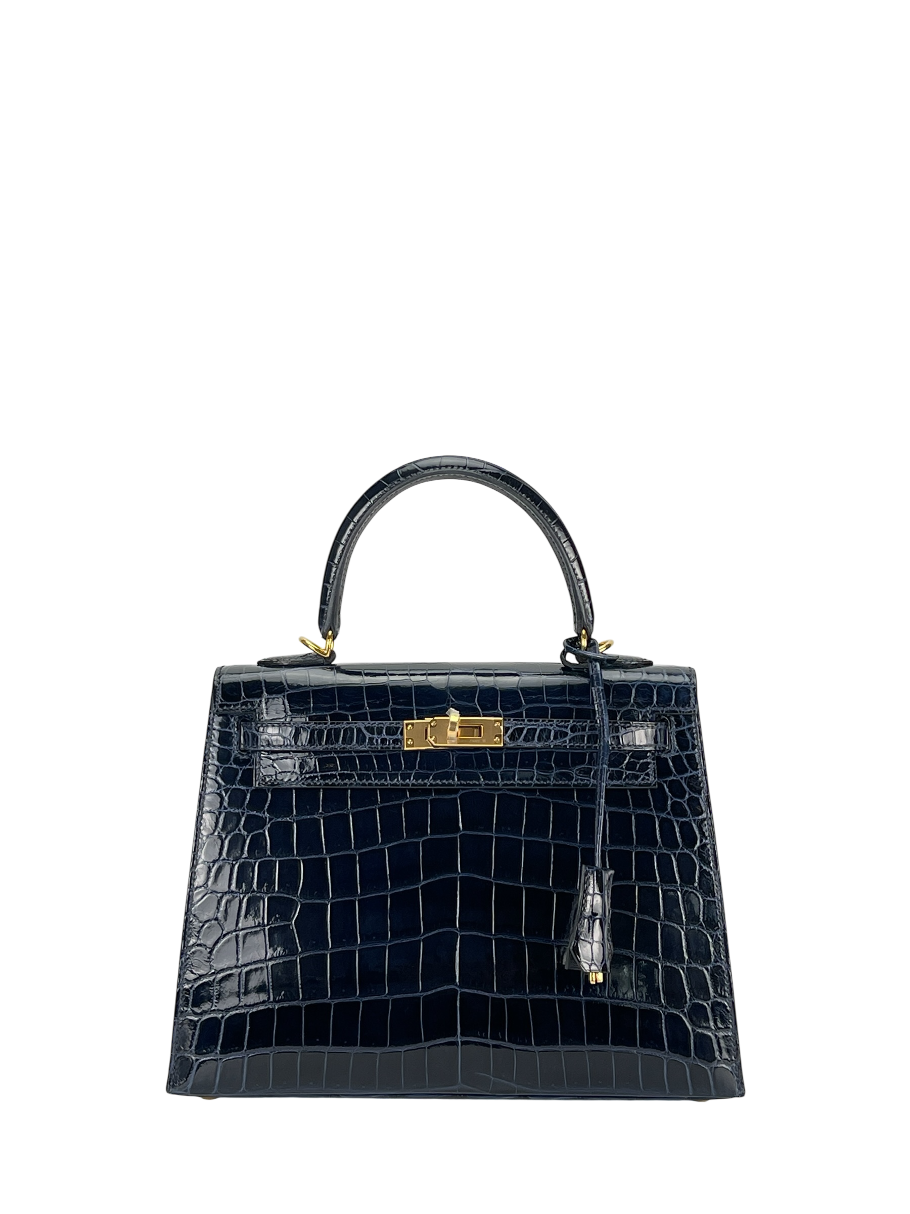 HERMES - Kelly 25 Niloticus Navy Gold Hardware 