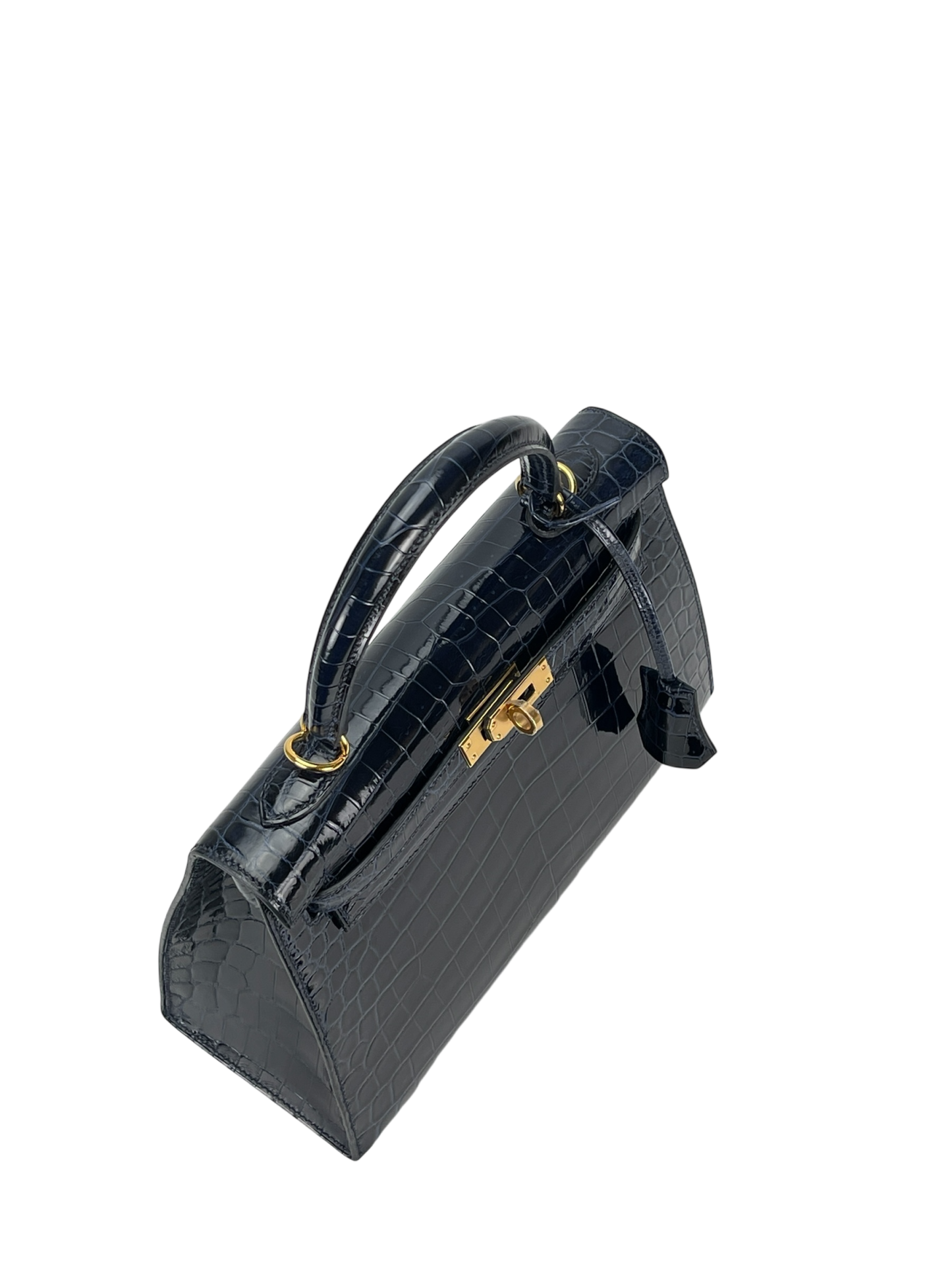 HERMES - Kelly 25 Niloticus Navy Gold Hardware 
