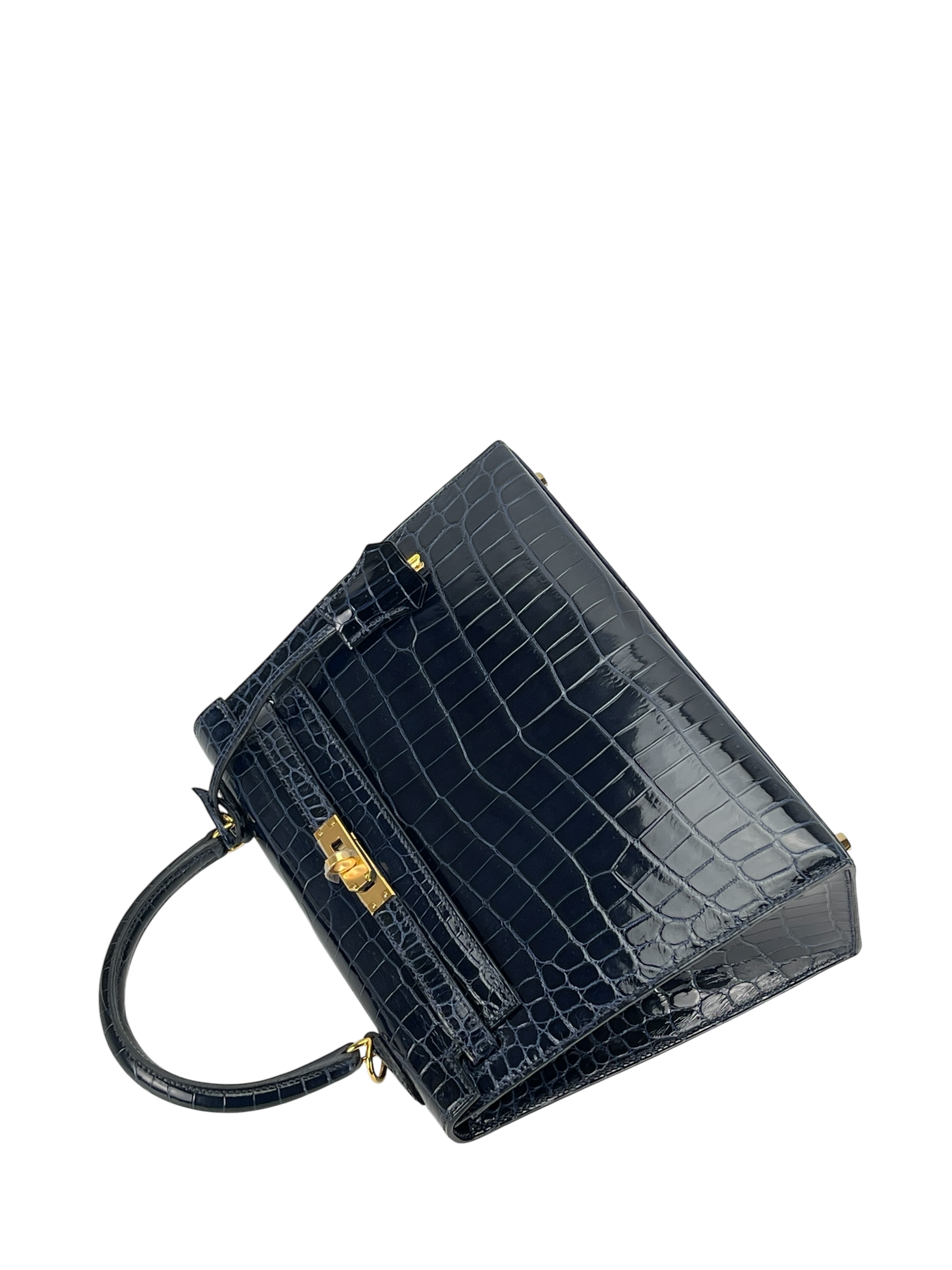 HERMES - Kelly 25 Niloticus Navy Gold Hardware 