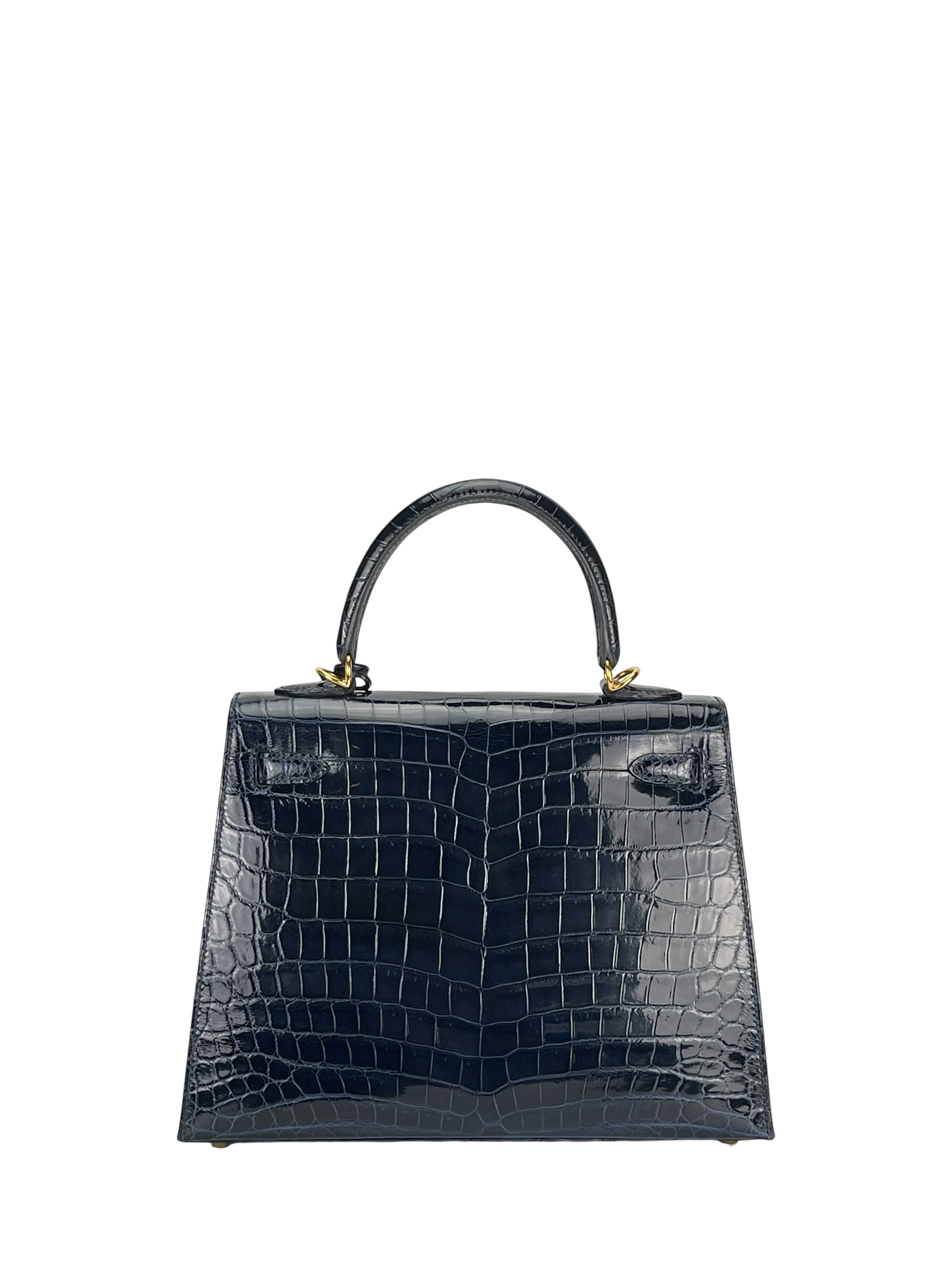 HERMES - Kelly 25 Niloticus Navy Gold Hardware 