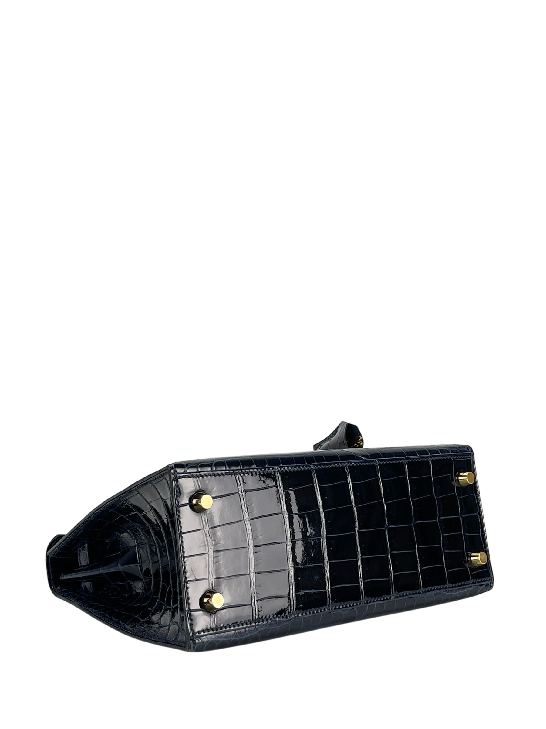 HERMES - Kelly 25 Niloticus Navy Gold Hardware 