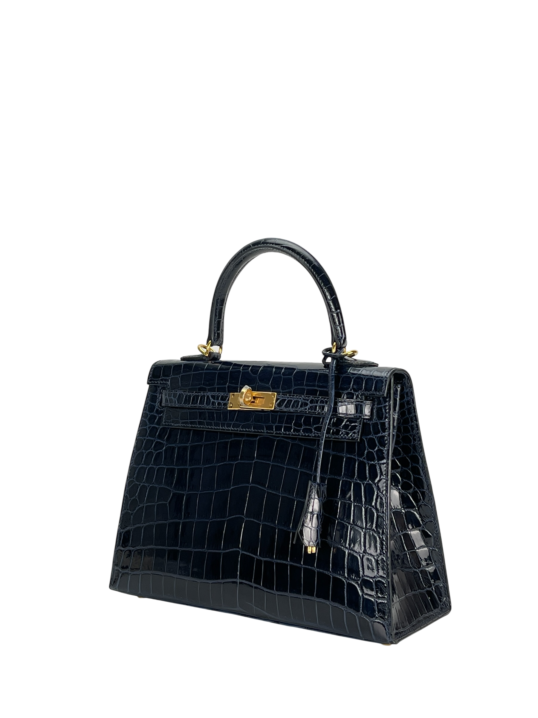 HERMES - Kelly 25 Niloticus Navy Gold Hardware 