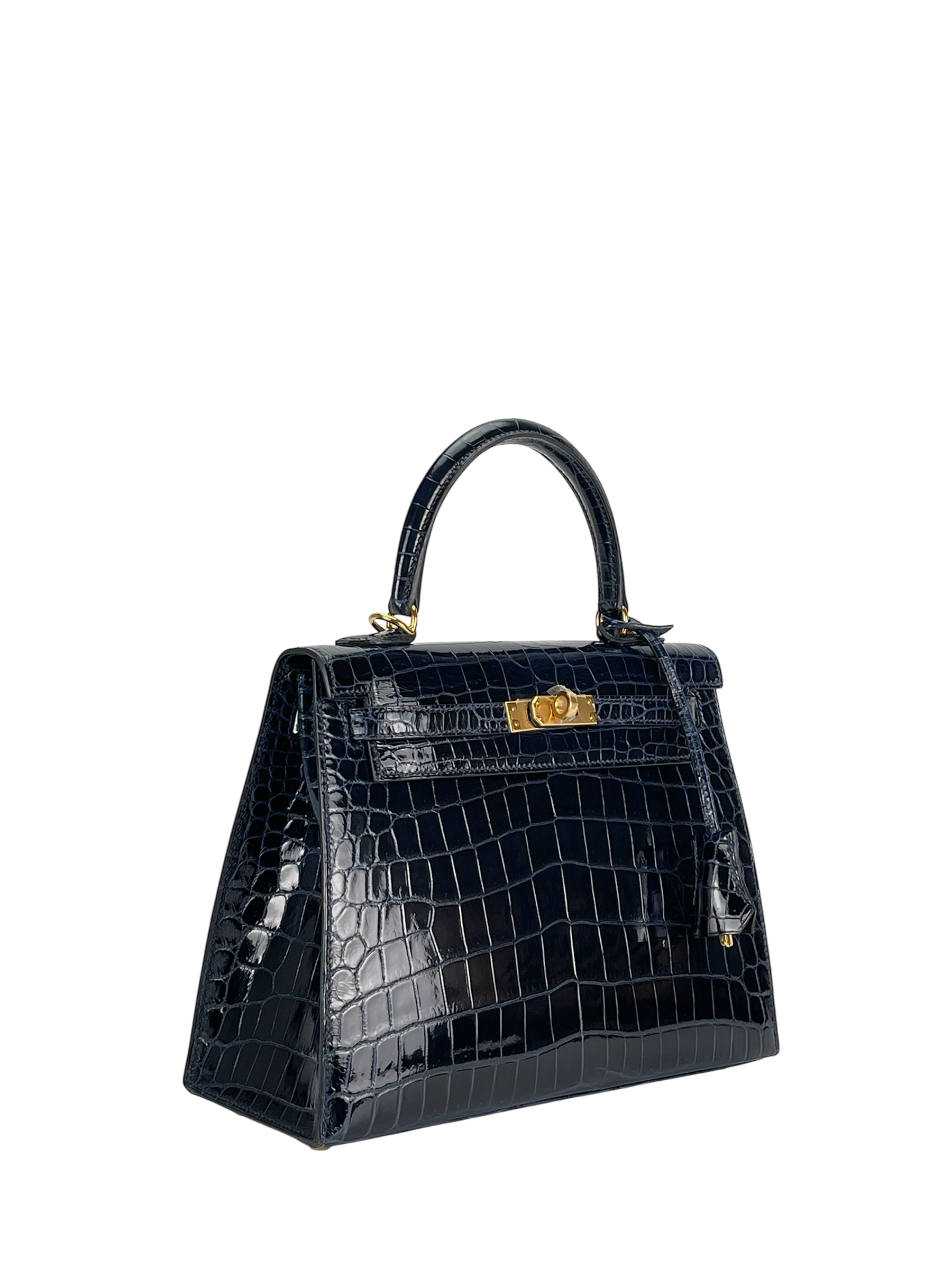 HERMES - Kelly 25 Niloticus Navy Gold Hardware 