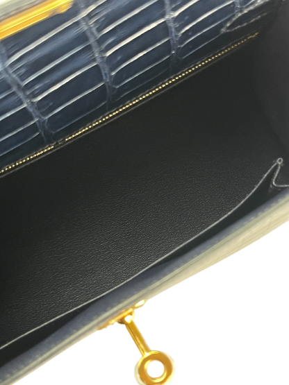 HERMES - Kelly 25 Niloticus Navy Gold Hardware 