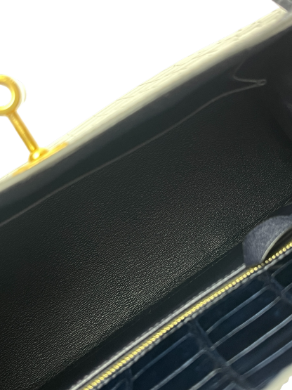 HERMES - Kelly 25 Niloticus Navy Gold Hardware 