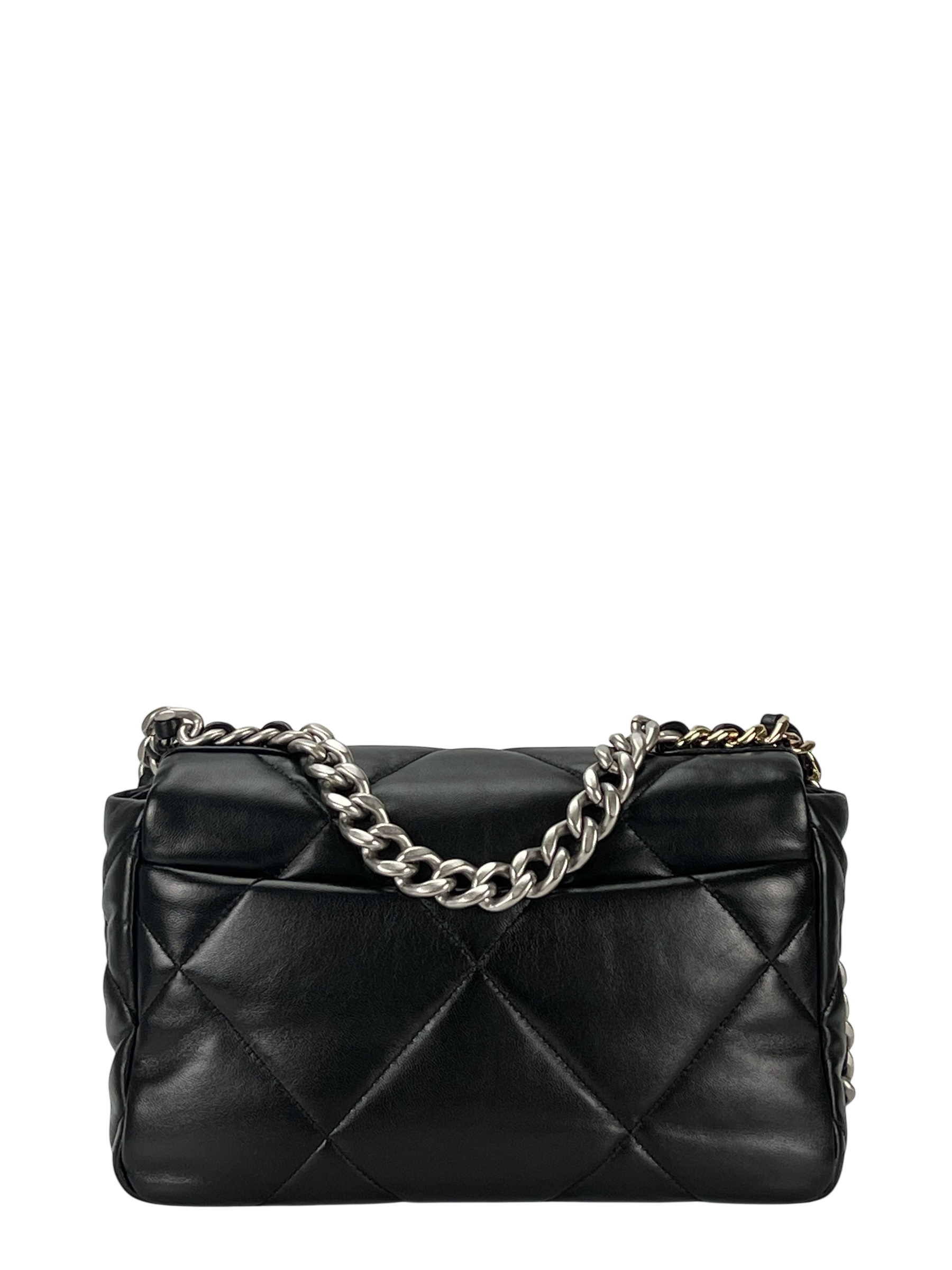 CHANEL - Black Lambskin 19 Medium Flap Bag 