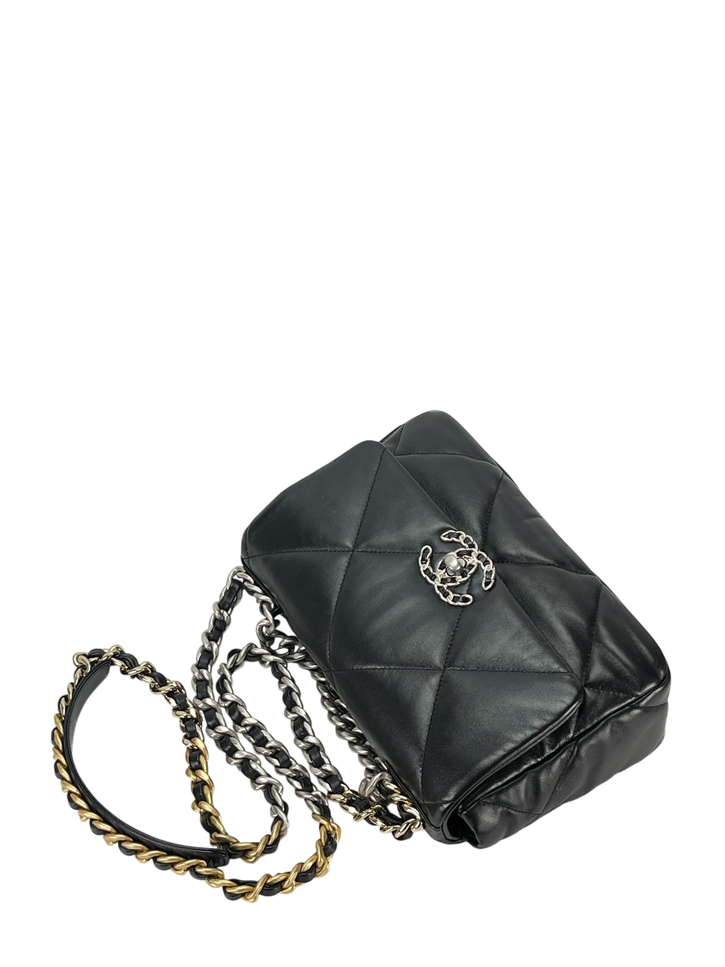 CHANEL - Black Lambskin 19 Medium Flap Bag 