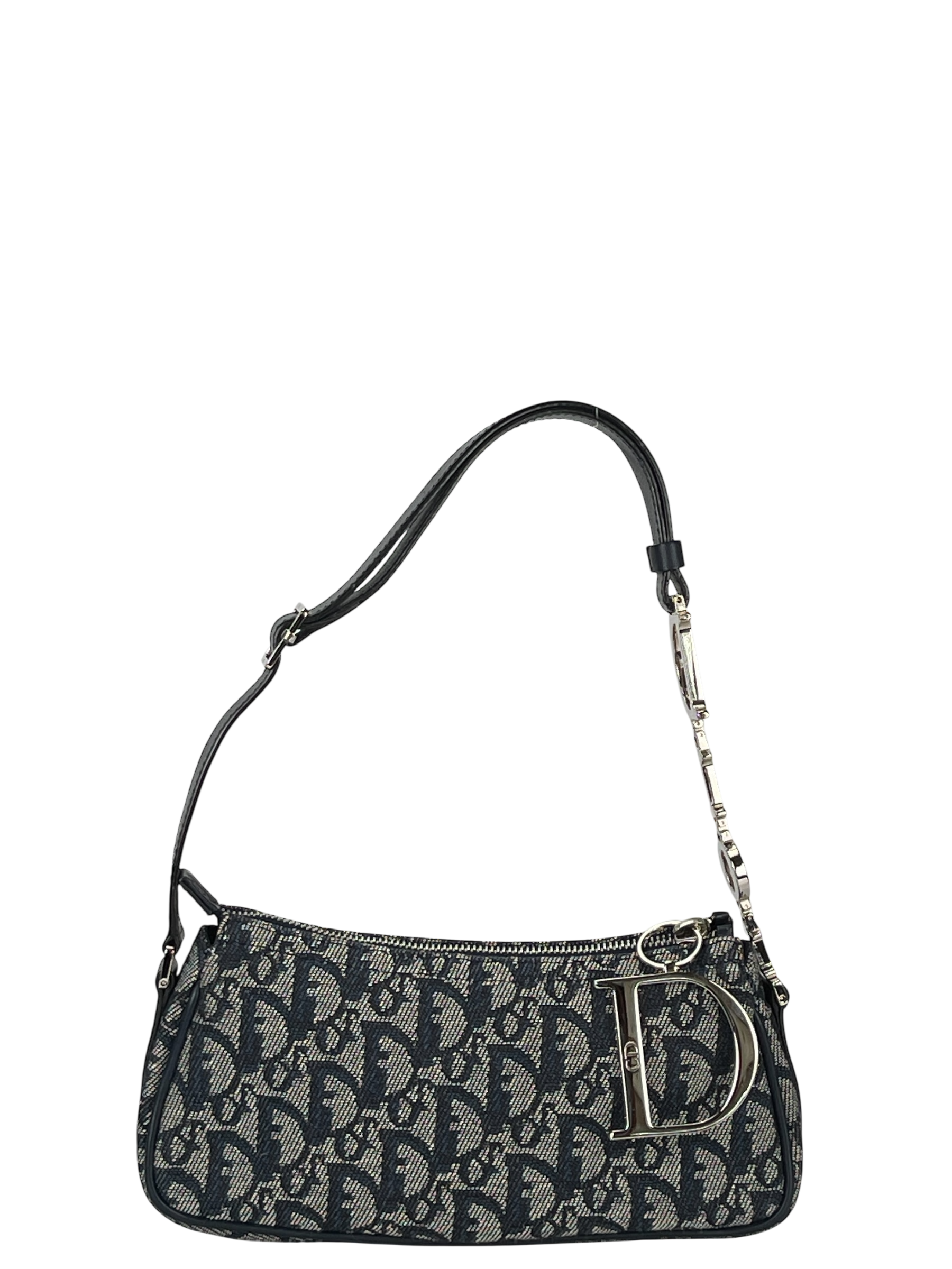 CHRISTIAN DIOR - Navy Canvas D Pochette Bag