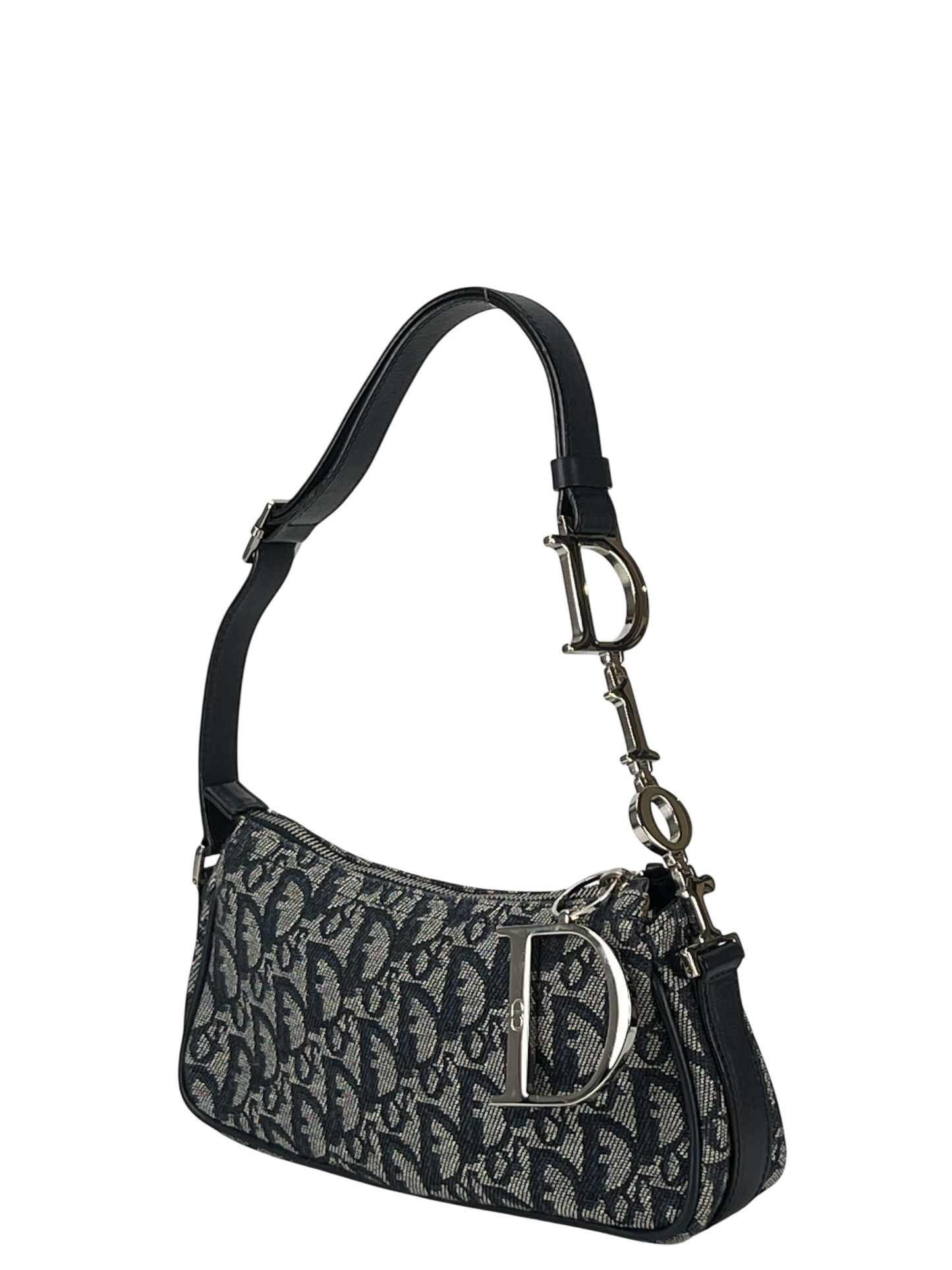 CHRISTIAN DIOR - Navy Canvas D Pochette Bag
