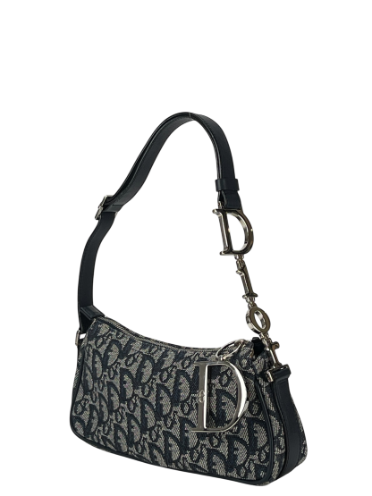 CHRISTIAN DIOR - Navy Canvas D Pochette Bag
