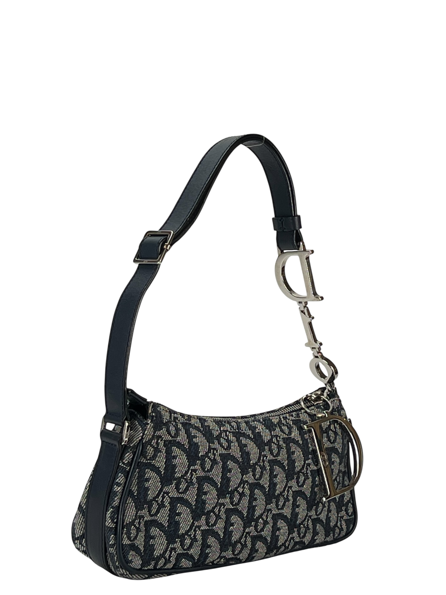 CHRISTIAN DIOR - Navy Canvas D Pochette Bag