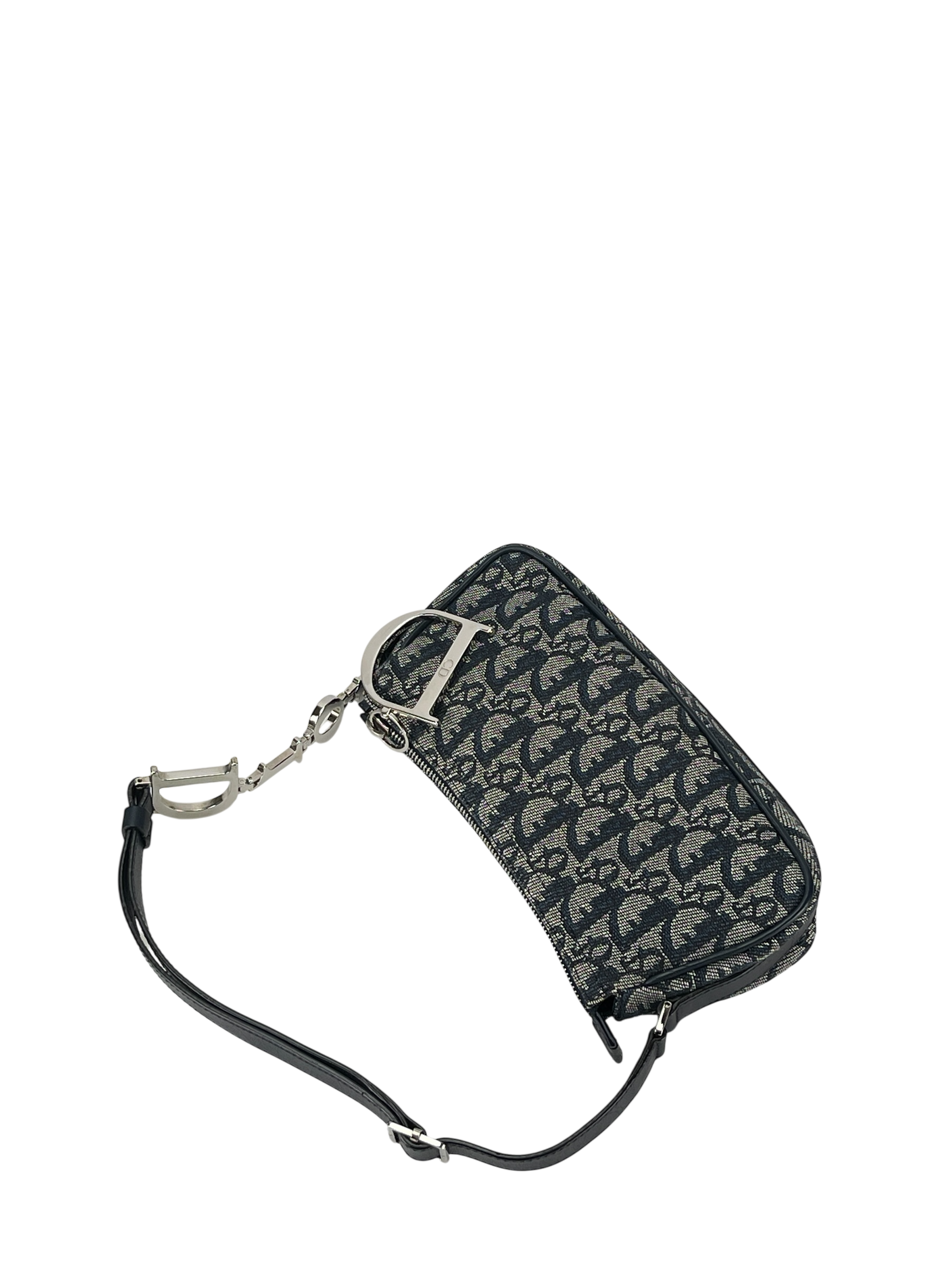 CHRISTIAN DIOR - Navy Canvas D Pochette Bag
