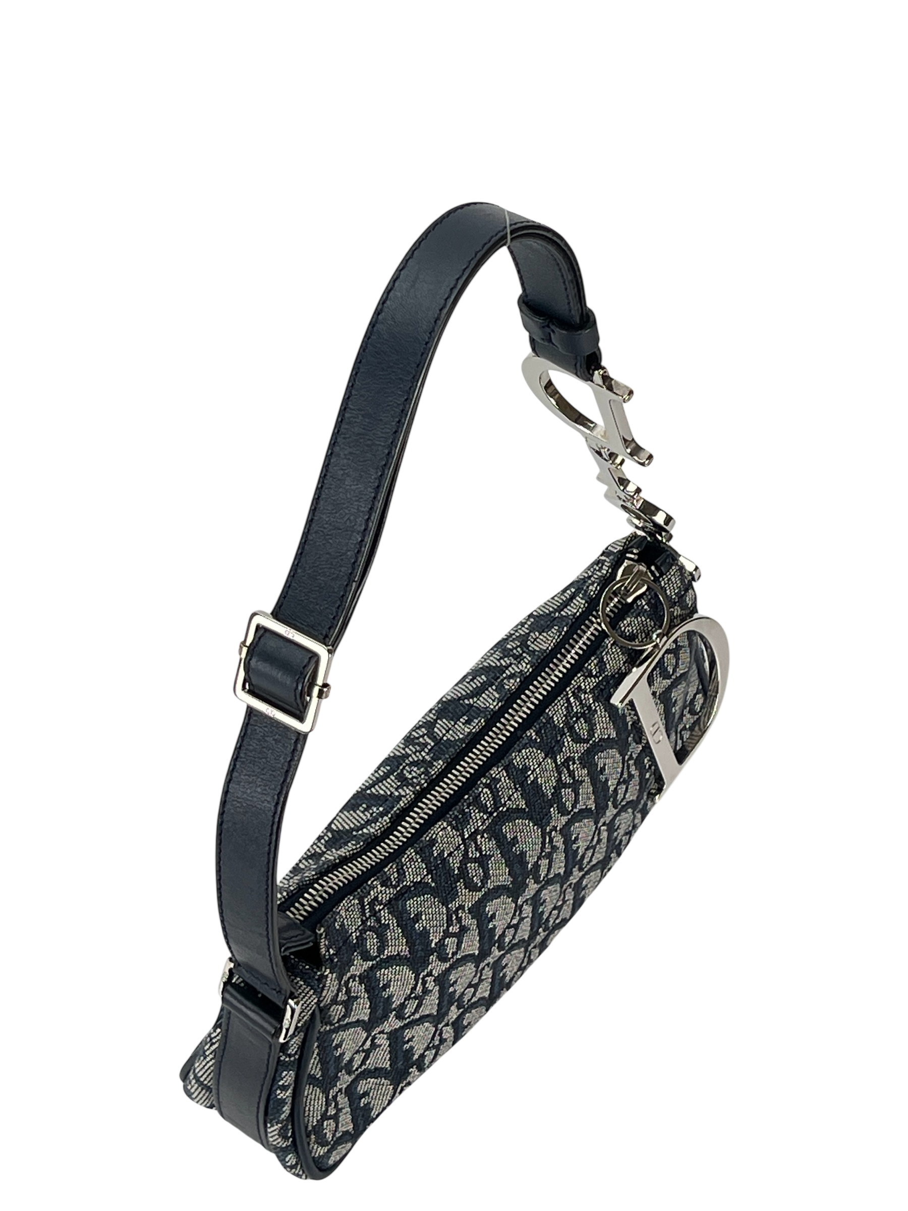 CHRISTIAN DIOR - Navy Canvas D Pochette Bag