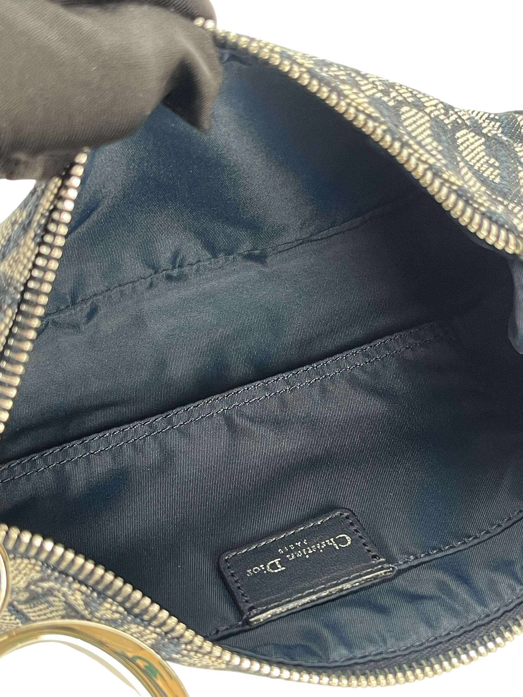 CHRISTIAN DIOR - Navy Canvas D Pochette Bag