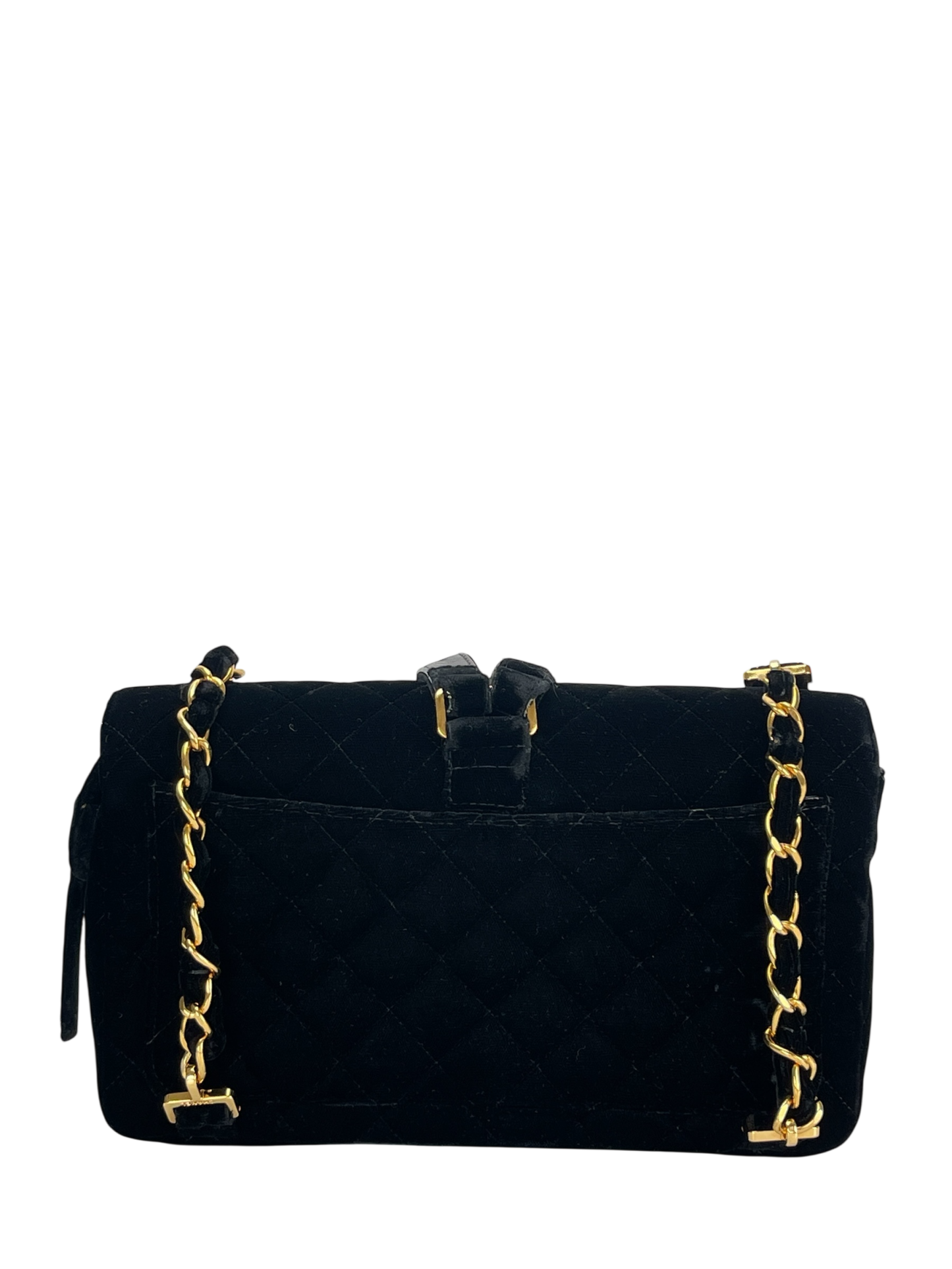 CHANEL - Black Velvet Coco Mark Chain Backpack