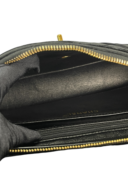 CHANEL - Black Velvet Coco Mark Chain Backpack