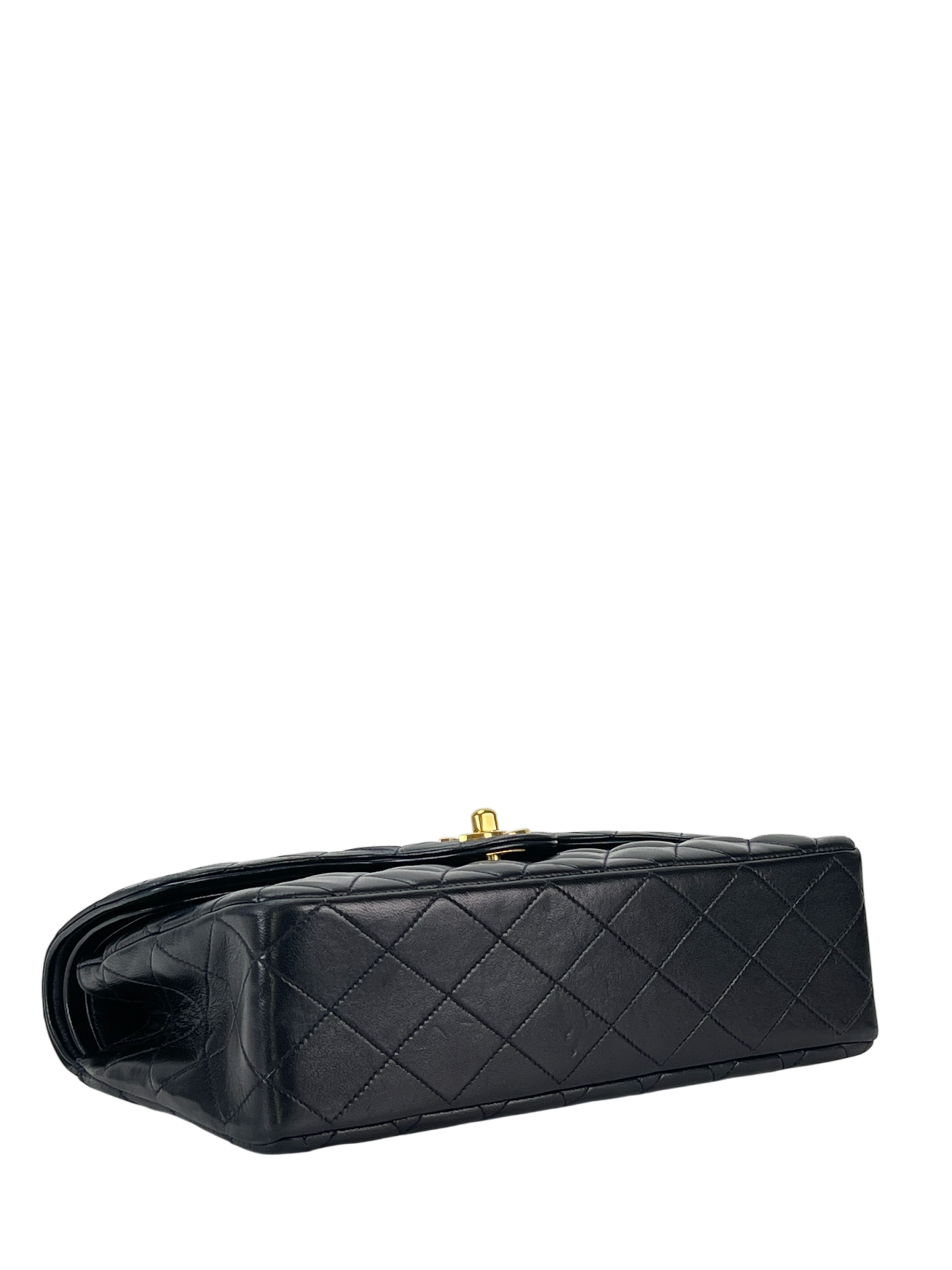 CHANEL - Navy Lambskin Matelasse Double Flap ChainShoulder Bag