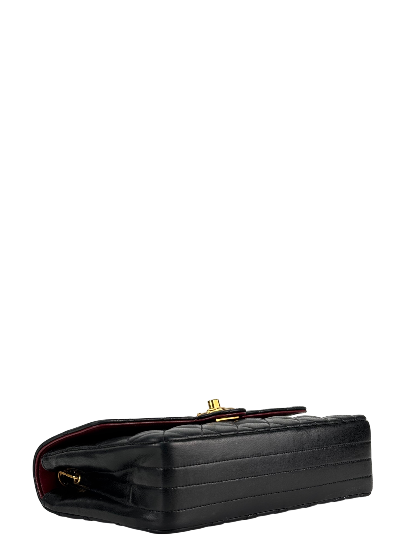 CHANEL - Black Lambskin Matelasse Chain Shoulder Bag Gold Hardware