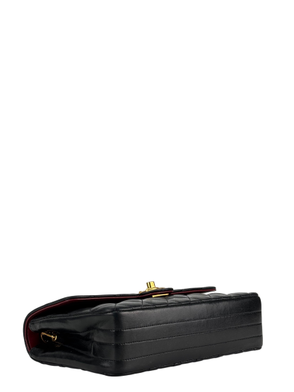 CHANEL - Black Lambskin Matelasse Chain Shoulder Bag Gold Hardware