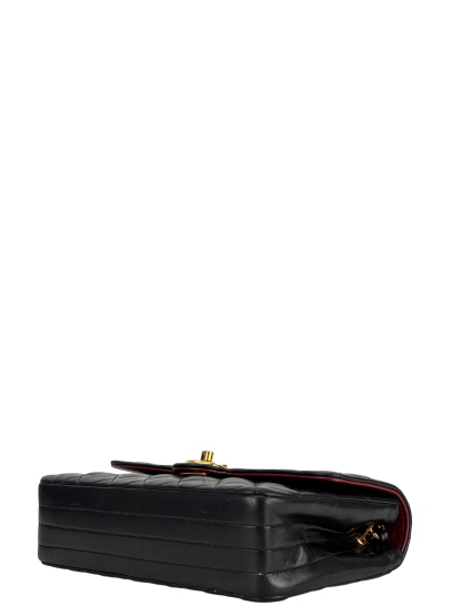 CHANEL - Black Lambskin Matelasse Chain Shoulder Bag Gold Hardware